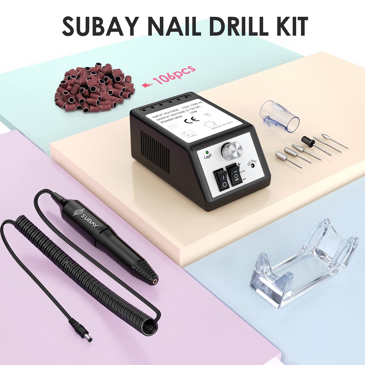 Professional Electric Nail Drill Machine Nail File Drill Set Kit for Acrylic Nails, Gel Nail, Nail Art Polisher Sets(Black) - Image 7