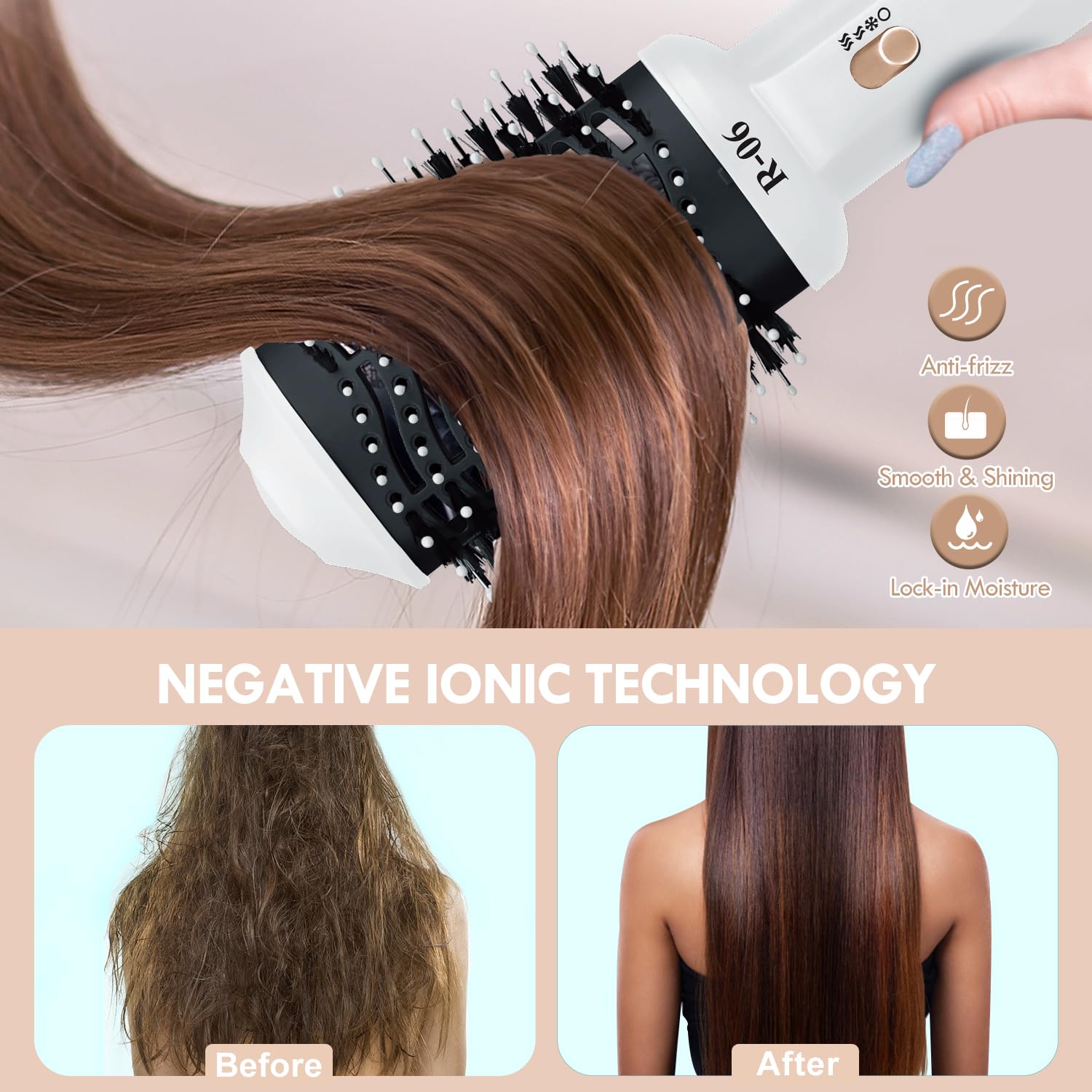 Hair Dryer Brush Blow Dryer Brush in One, 4 in 1 Hair Dryer and Styler Volumizer with Oval Barrel, Professional Salon Hot Air Brush for All Hair Types, Bright White - Image 3