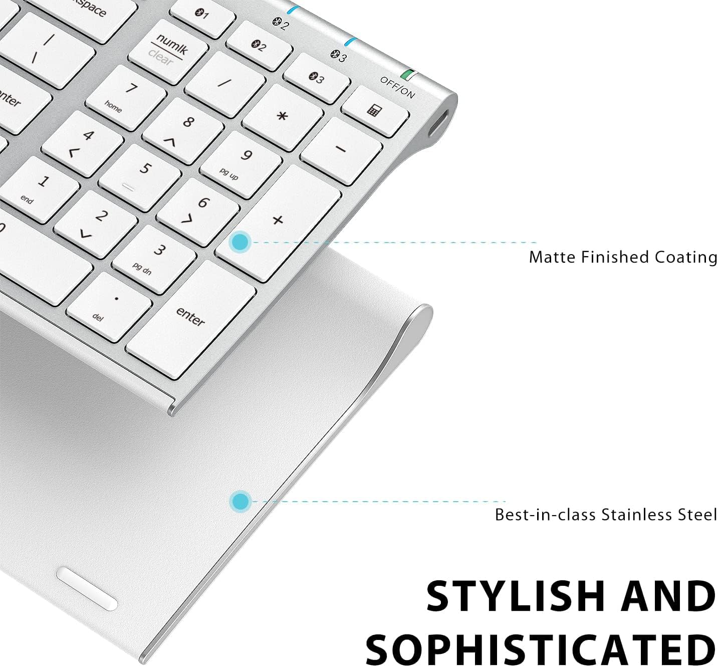 iClever BK10 Bluetooth Keyboard, Wireless Bluetooth Keyboard, Rechargeable Bluetooth 5.1 Multi Device Keyboard with Number Pad Full Size Stable Connection for Mac, Windows, iOS, Android, Laptop - Image 4