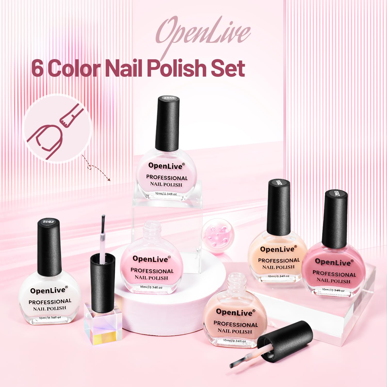 Jelly Nail Polish Set 6 Colors White Pale Red Soft Pink Natural Nude Pale Purple Fresh Pink Purple All Seasons Neutral Color Quick Dry Nail Polish Set for Women Salon DIY Nail Art - Image 3