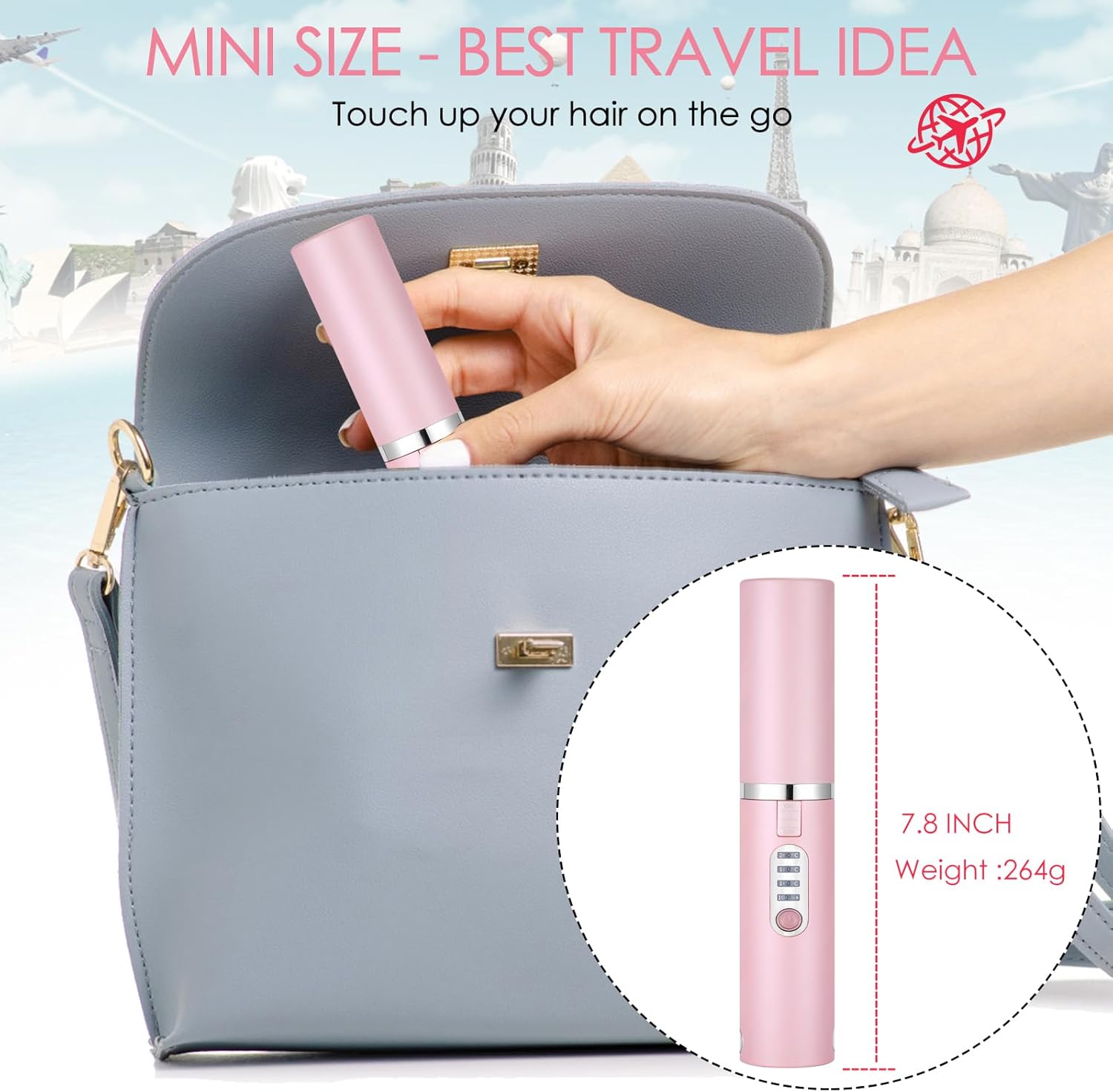 Cordless Hair Straightener-JMFONE Travel Flat Iron,USB-C Rechargeable Mini Hair Straightener for Thin Hair, Bangs & Edges-3 Temp Settings,Dual Voltage,50 Min Use - Image 6