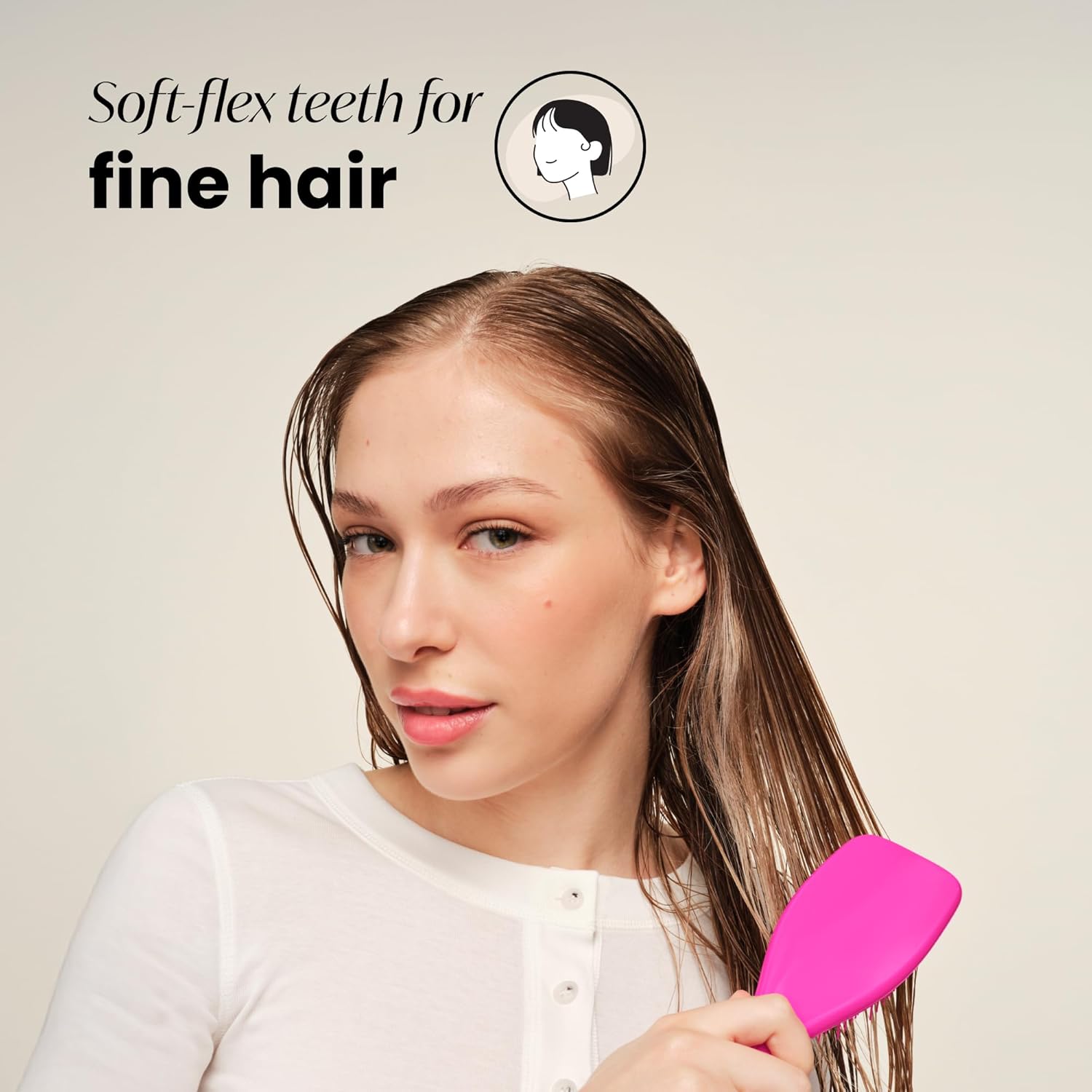 Tangle Teezer Fine & Fragile Ultimate Detangler Brush, Dry & Wet Hair Brush to Detangle & Reduce Breakage, Runway Pink - Image 3