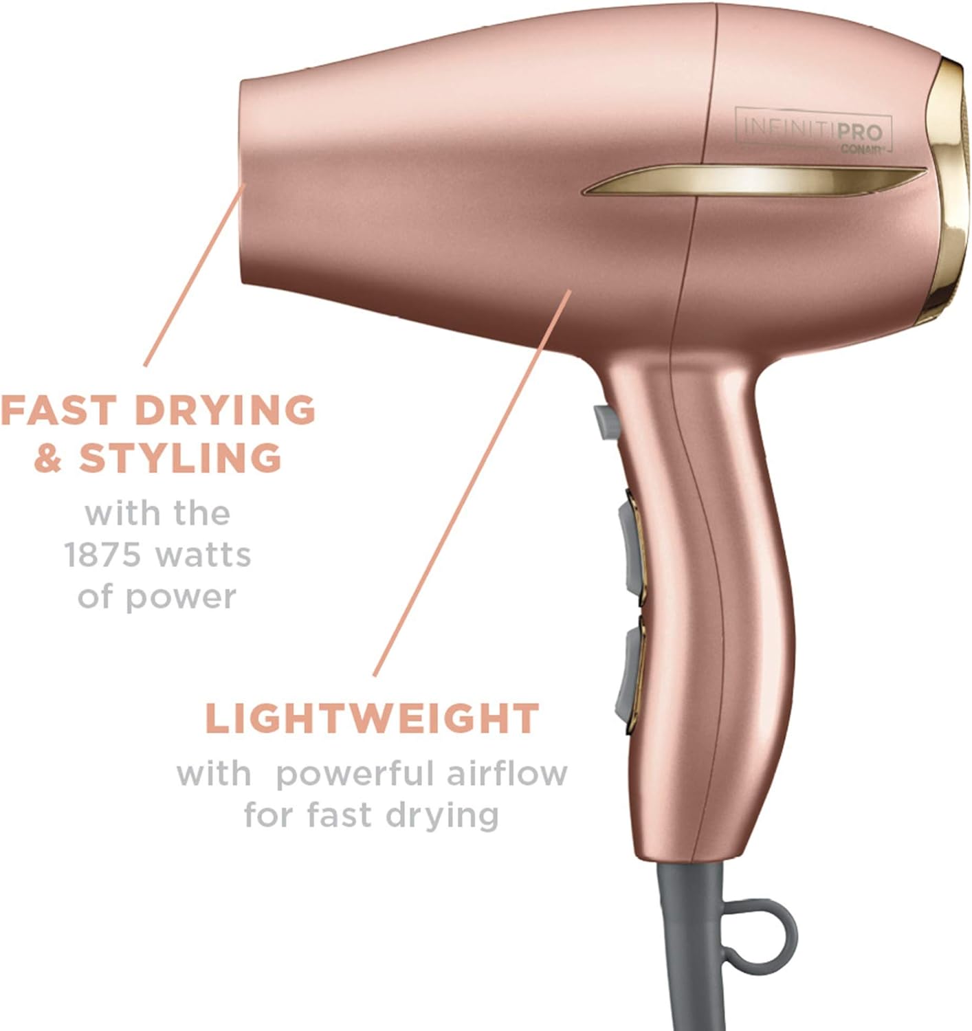 INFINITIPRO BY CONAIR Frizz Free Compact Hair Dryer ~ 2x the Shine - 3x the Frizz Control - Image 4