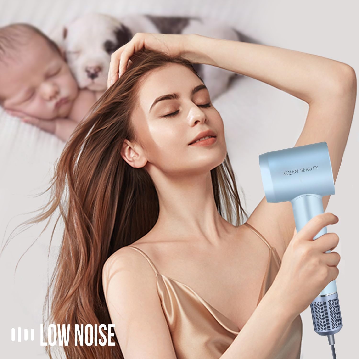 Hair Dryer, High-Speed Blow Dryer with 110,000 RPM Brushless Motor, 200 Million Negative Ionic Hair Dryer, Fast Drying Low Noise Hairdryer with Magnetic Concentrator Nozzle (Silver Blue) - Image 7