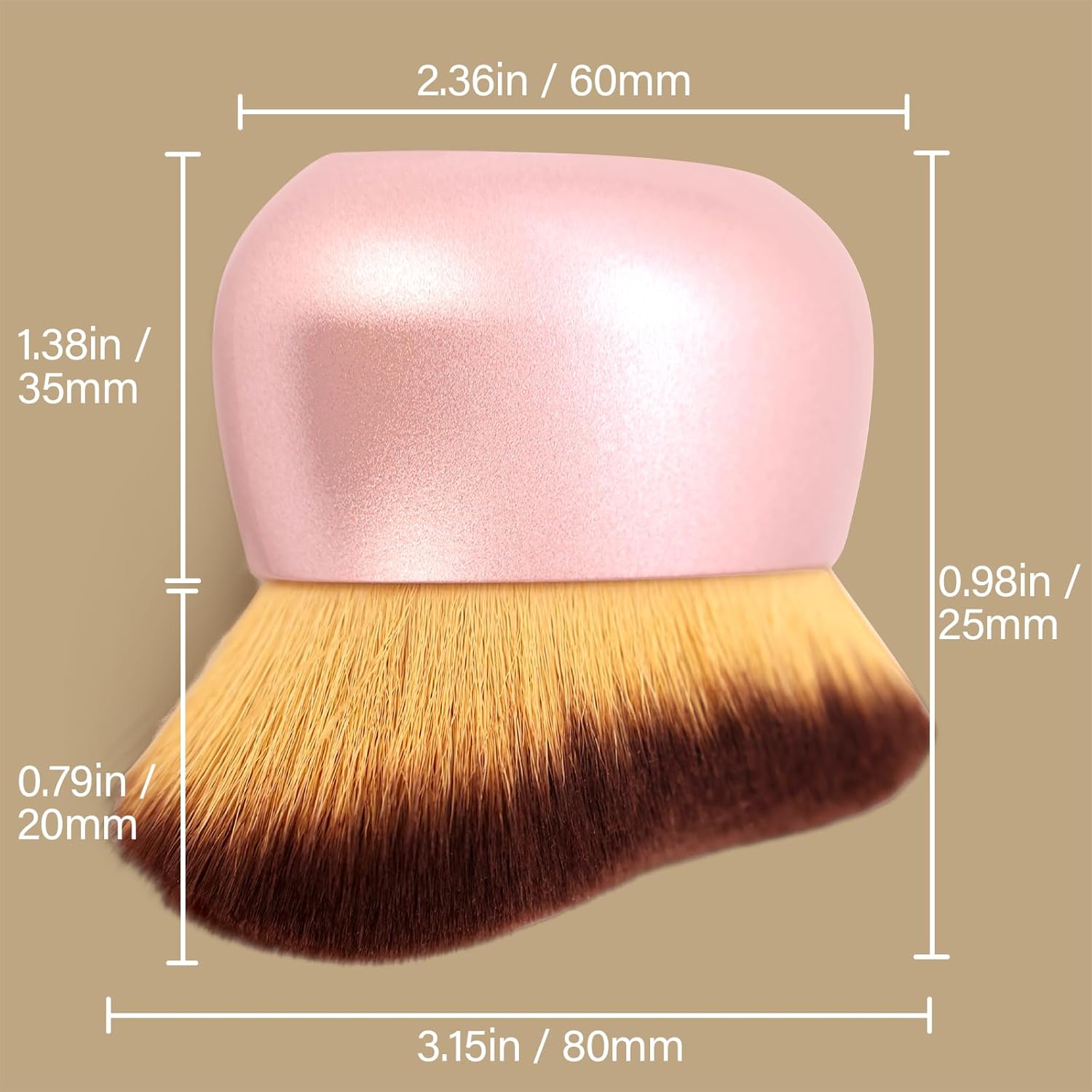 Extra Large Body Makeup Brush For Self Tanner, Leg Makeup &Bronzer Blend,75 mm Wide-headed Kabuki Brush Provides More Even &Pretty Application, Oval Face&Back Makeup Brush, Wet&Dry Use- Pink Rose Gold - Image 2