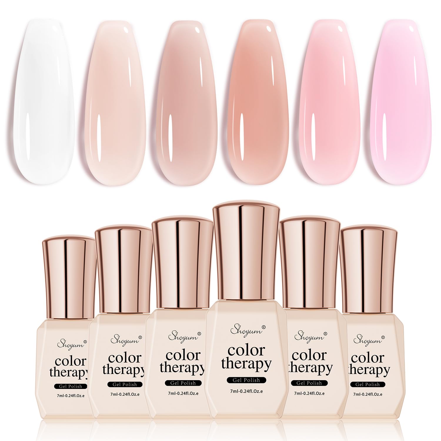 Nude Pink Gel Nail Polish Set- 6 Colors Sheer Milky White Jelly Gel Polish All Seasons Skin Tones Neutral Gel Polish Kit, Soak Off LED Gel Nail Kit Manicure DIY Home - Image 9