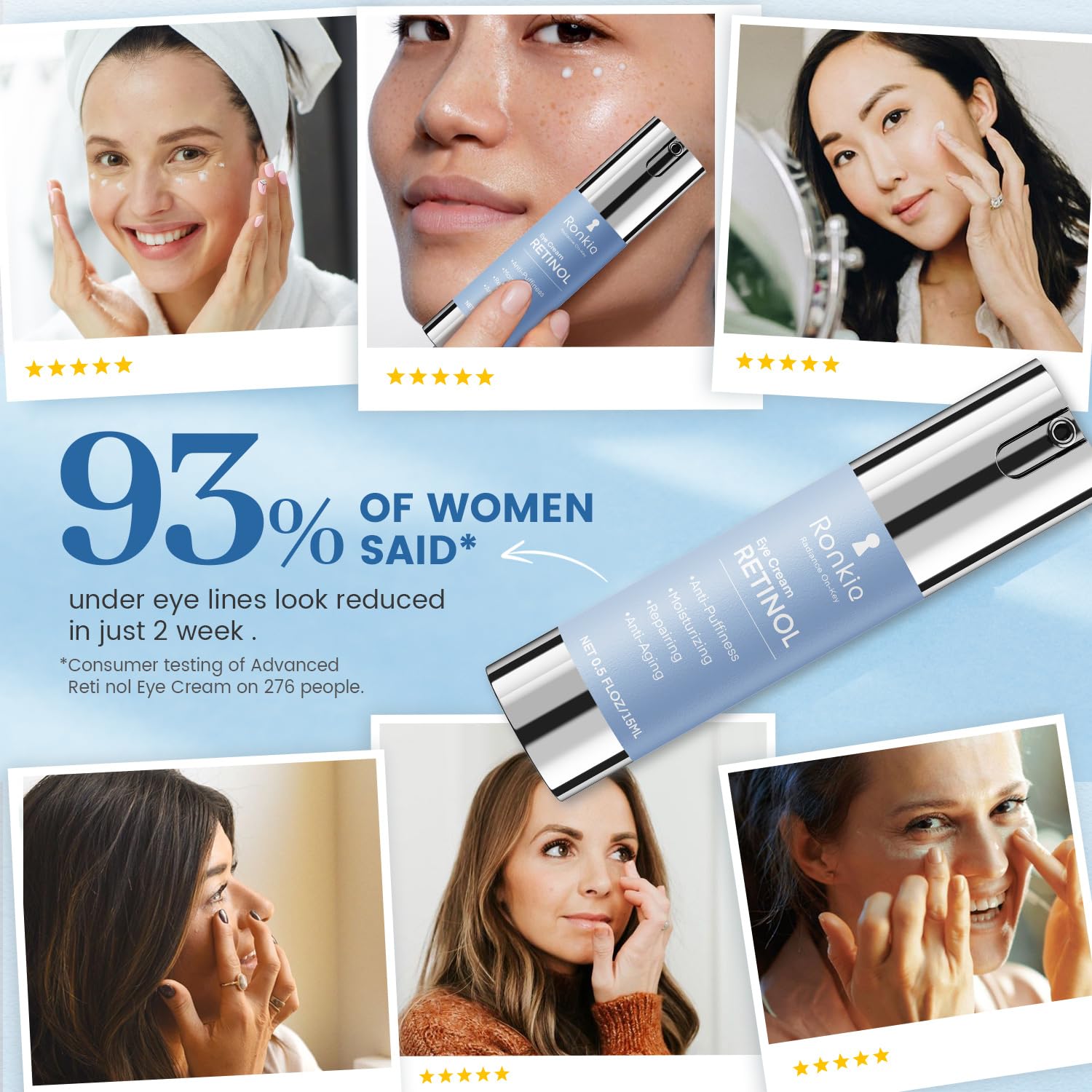 Retinol Eye Cream for Dark Circles: Anti-Wrinkle Under Eye Cream - Night Care Eye Cream Reduces Eye Bags - Image 6