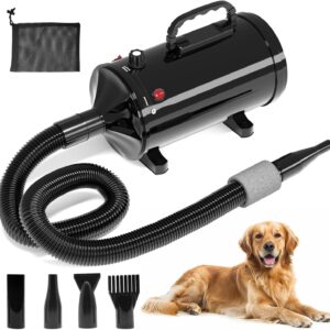 IKARE Dog Hair Dryer, 4.8HP/3600W High Velocity Pet Hair Dryer with Adjustable Speed and Temperature Control, Low Noise Design, Force Dog Grooming Dryer with 4 Nozzles and Storage Bag