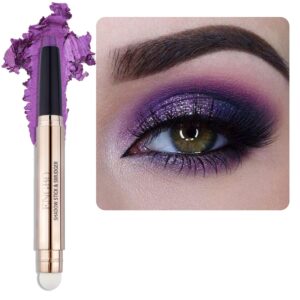 Cream Eyeshadow Stick, Shimmer Glitter Eyeshadow Pencil with Soft Smudger, Long Lasting Waterproof Eye Highlighter Stick Eye Shadow Makeup (08 Purple Shimmer)