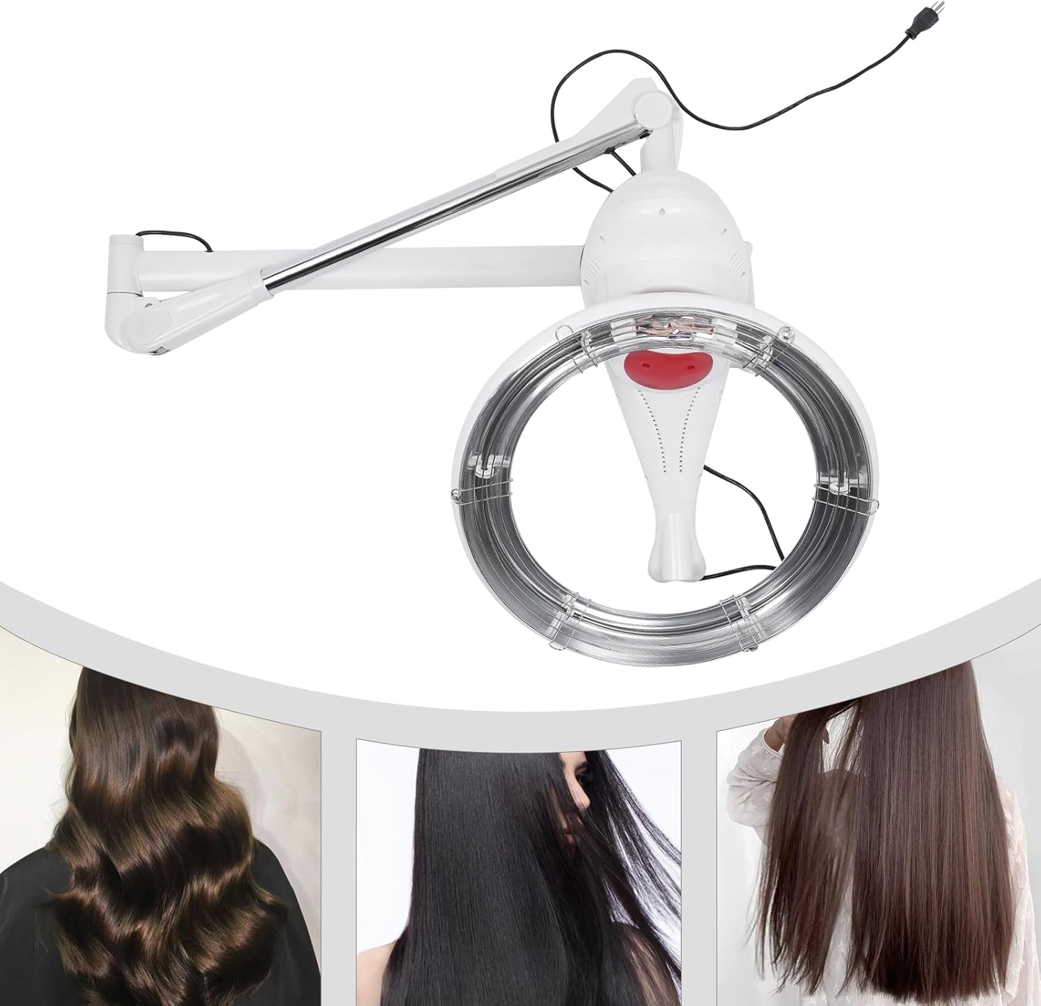 Professional Hair Heat Lamp for Salon, 104-140℉ Wall Mount Rotating Dryer Machine, White - Image 3
