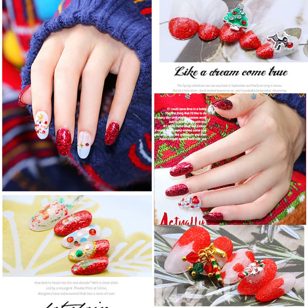 Nail Art Glitter Sequins 6 Boxes Red Crystal Diamond Nail Powder 3D Holographic Nail Art Powder Shiny Flakes Acrylic Nail Glitters Set for Valentine's Day Nail Decoration Manicure Tips Charms - Image 5