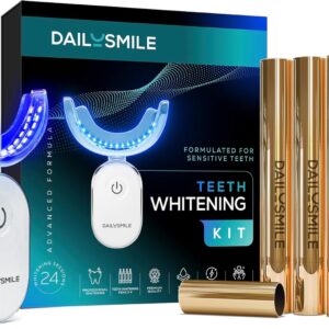 Revolutionary Teeth Whitening Kit for Sensitive Teeth, – Instant Results to Help Remove Stubborn Stains, Hands-Free Waterproof Teeth Whitening Light & 4 Whitening Pens, Vegan