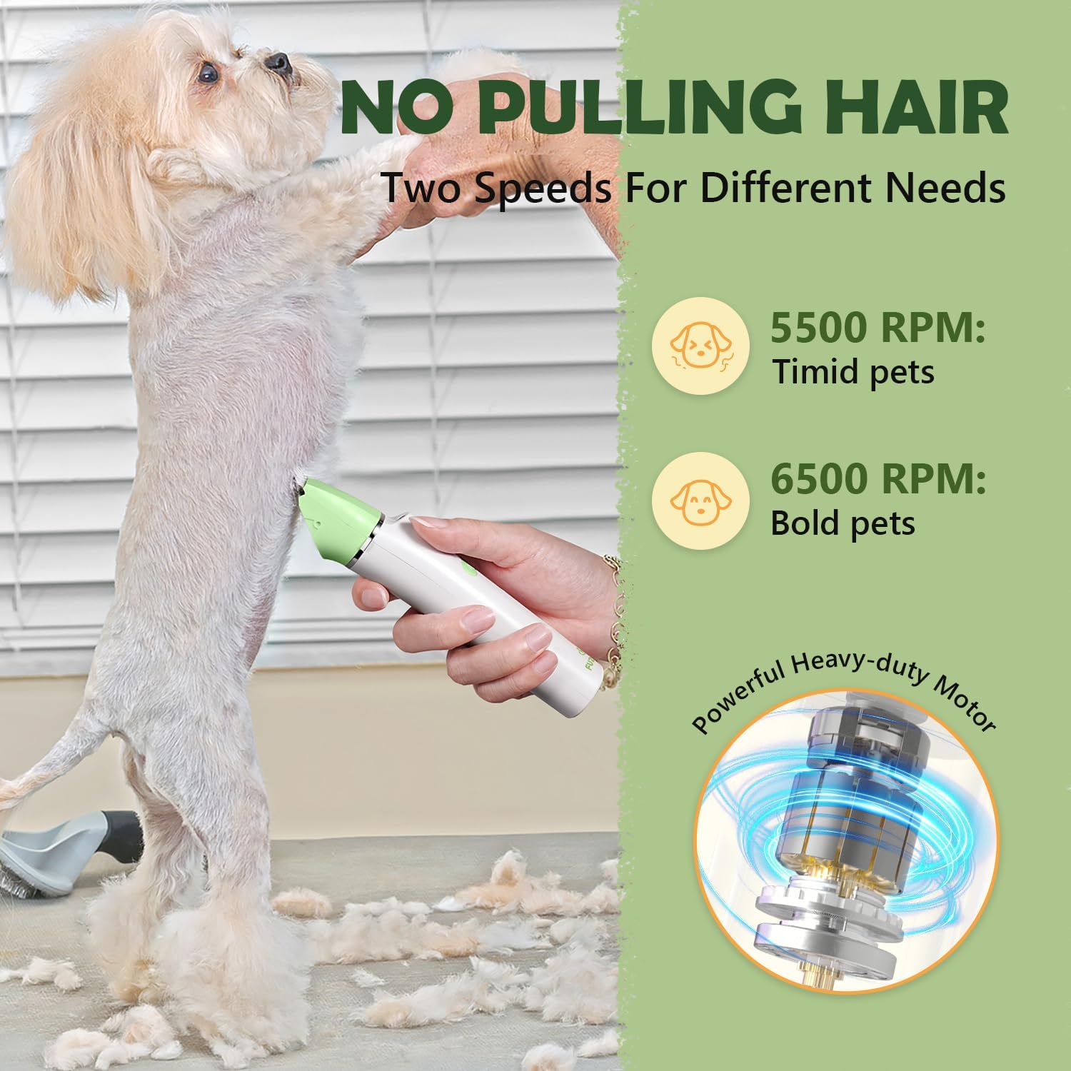 Dog Grooming Kit with LED Light, Low Noise Rechargeable 4 in 1 Pet Clippers for Matted Hair, Cordless Electric Cat Paw Trimmer Dog Nail Grinder, Grooming Supplies for Cat and Small Dogs - Image 5