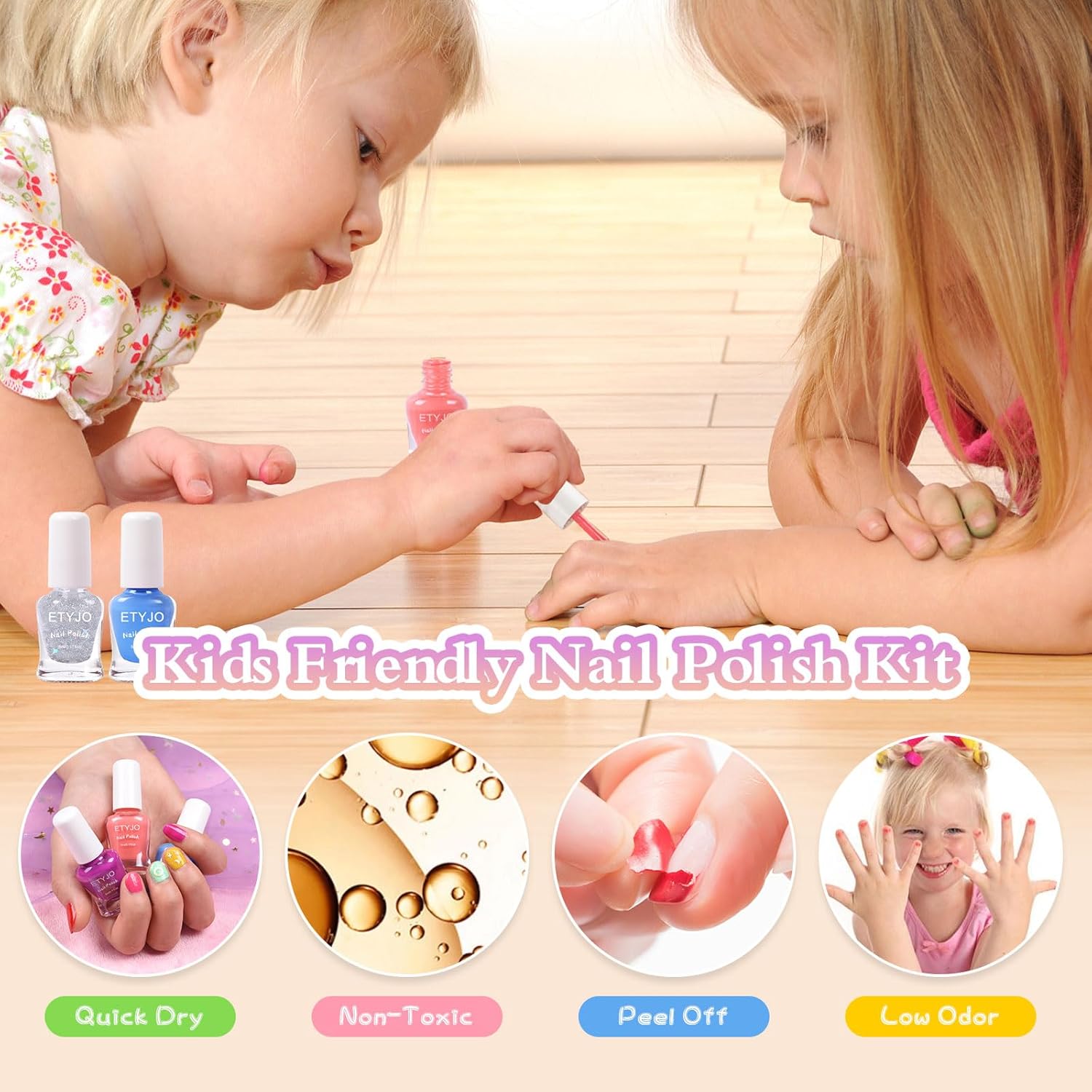 Kids Nail Polish Non-Toxic Nail Polish Set for Girls 10 rainbow Colors Water Based Peel Off Quick Dry Nail Polish Kit for Age 3+ Toddler Teen Birthday Gift - Image 3