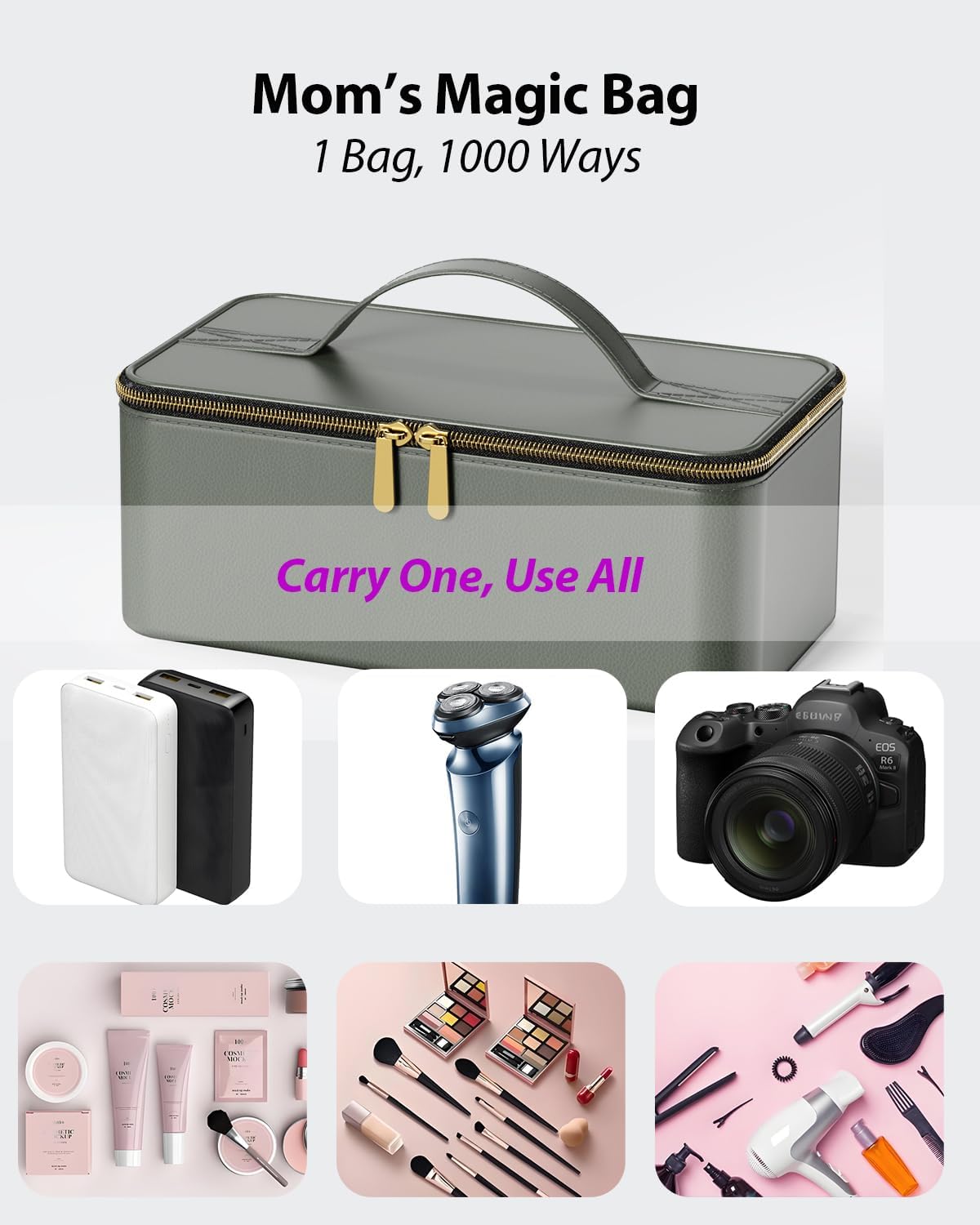 Hair Dryer with Carry Case, 160000 RPM Professional High-Speed Blow Dryer 200 Millions Negative Ionic Care Hair Dryer for Fast Drying, Low Noise Hairdryer, Travel with Magnetic Diffuser&Nozzle, Black - Image 3