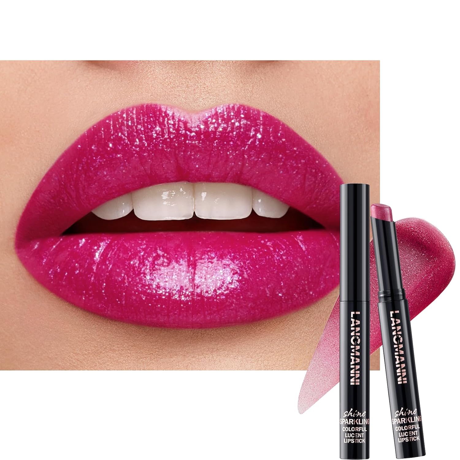 Jolilab 10Pcs Set Sparkling Lipstick Lip Gloss Long Lasting Waterproof Moisturizer Lip Balm Glitter Shimmer Metallic, Diamond Shiny Bold Glow Goth Lipstick for Women Girls, Non-sticky - Image 2