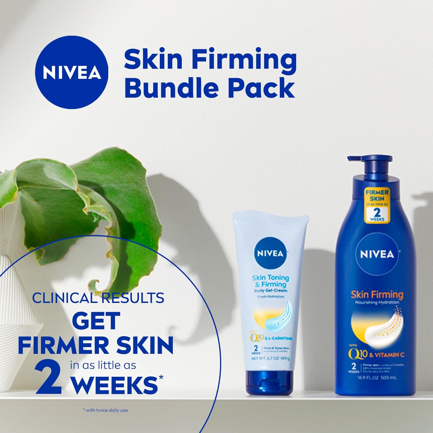 NIVEA Nourishing Hydration Skin Firming Body Lotion (16.9 Fl Oz) + Skin Firming & Toning Body Gel Cream with Hyaluronic Acid (6.7 Oz), Enriched with Q10 and Vitamin C - Image 5