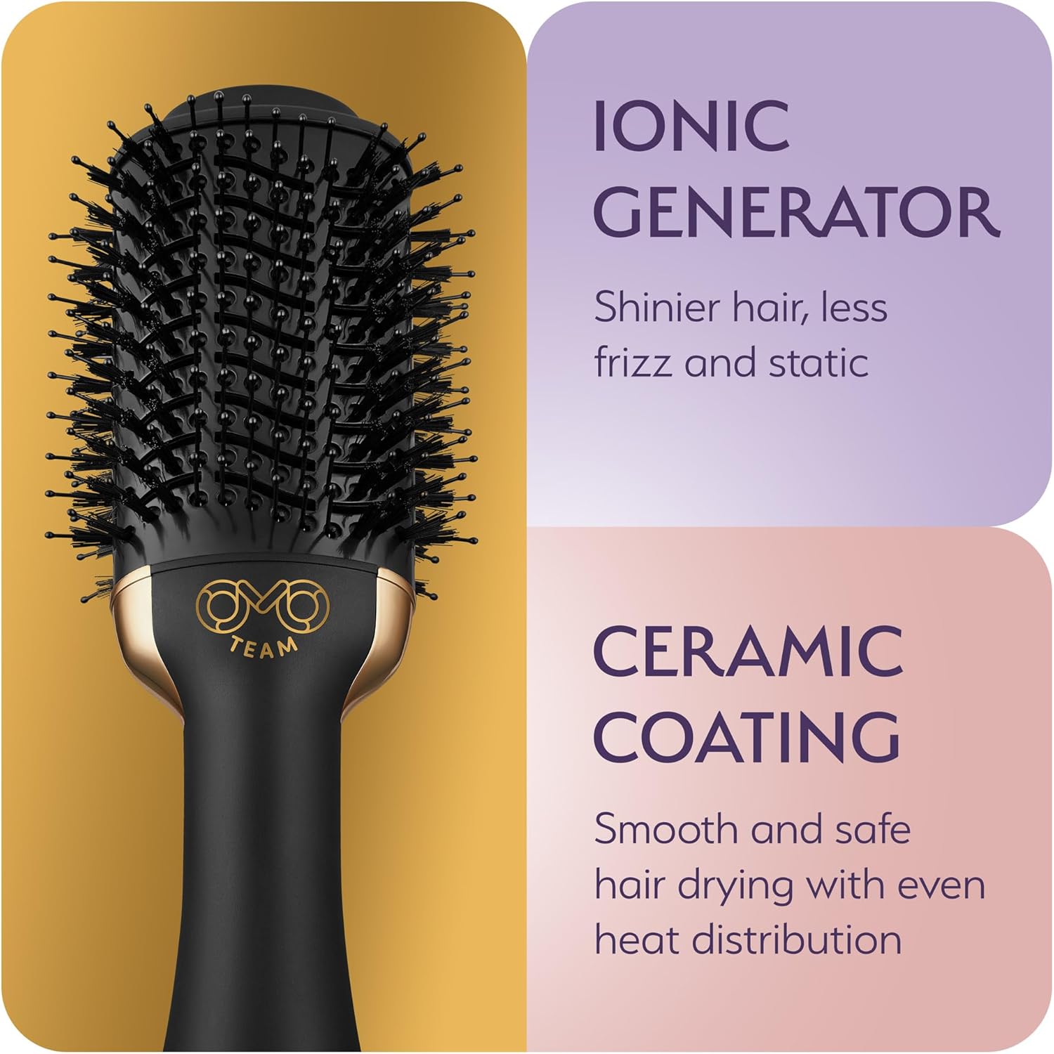 Professional Blowout Hair Dryer Brush, Black Gold Dryer and Volumizer, Hot Air Brush for Women, 75MM Oval Shape (Black Gold) - Image 7