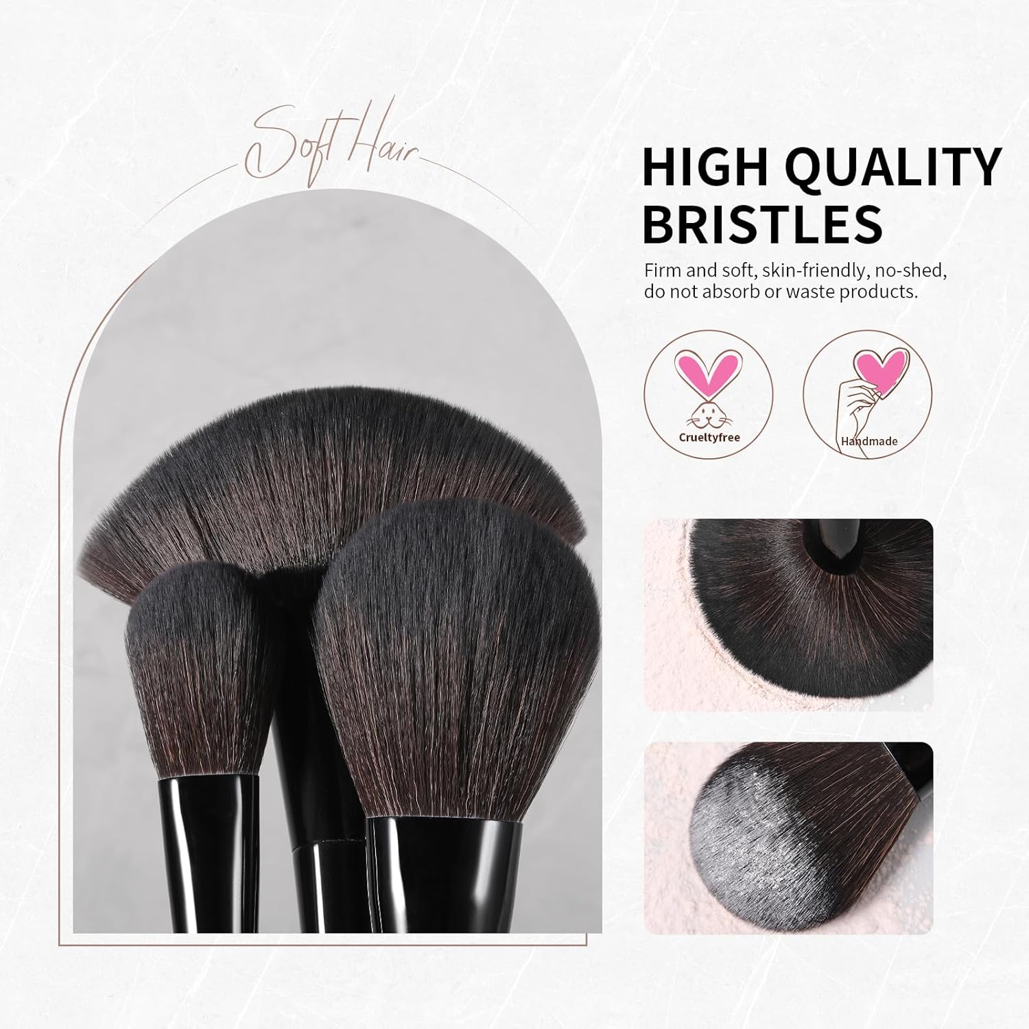 Docolor Makeup Brushes Set Professional 30Pcs Obsidian Makeup Brushes Premium Synthetic Powder Kabuki Foundation Contour Blush Concealer Eye Shadow Blending Eyeliner Crease Eyebrow Make Up Brush Kit - Image 7