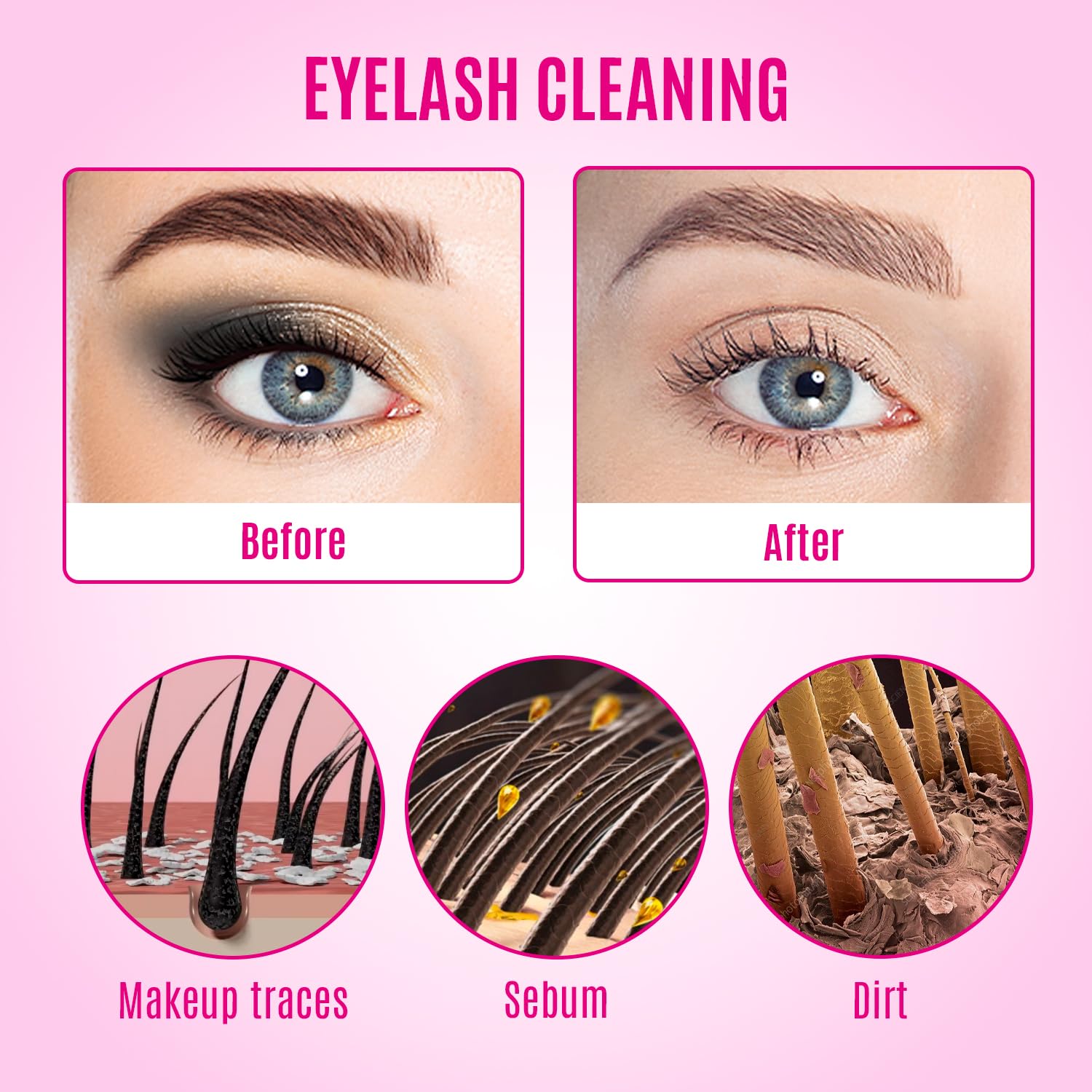 STACY LASH Lash Shampoo Kit Foaming Cleanser with Eye Lash Spoolies & Rinse Bottle & Cleansing Pad & Brush for Eyelash Extensions & Clusters & Natural Eyelashes - Image 5