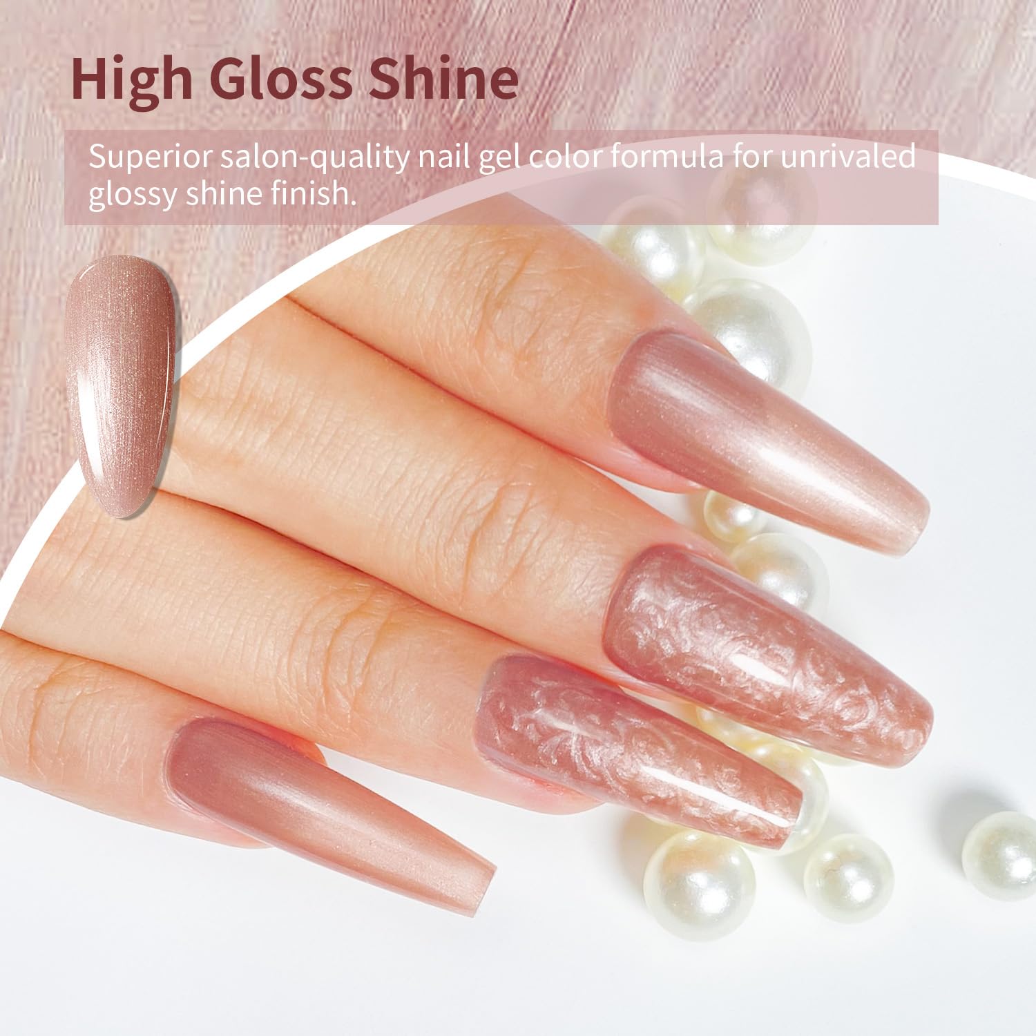 JODSONE 10ml Rose Gold Gel Nail Polish, Glitter Rose Gold Gel Polish All Seasons Neutral Soak Off U V Lamp Nail Art Design Manicure Salon DIY Home - Image 5