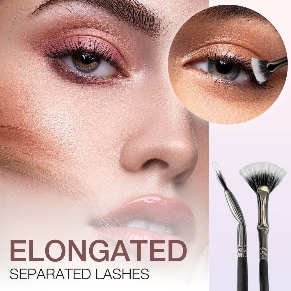 Folding Angle Scalloped Lash Brush, 2024 New Mascara Angled Fan Shaped Eyelash Brush, Premium Eyelash Eyebrow Eye Shadow Brush Makeup Brush Eye Lashes Makeup Tools (3 Pcs) - Image 2