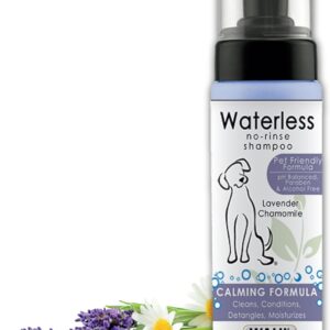 Wahl USA Pet Friendly Waterless No Rinse Shampoo for Animals – Lavender & Chamomile for Cleaning, Conditioning, Detangling, & Moisturizing Dogs & Cats – 7.1 Oz - Model 820014A