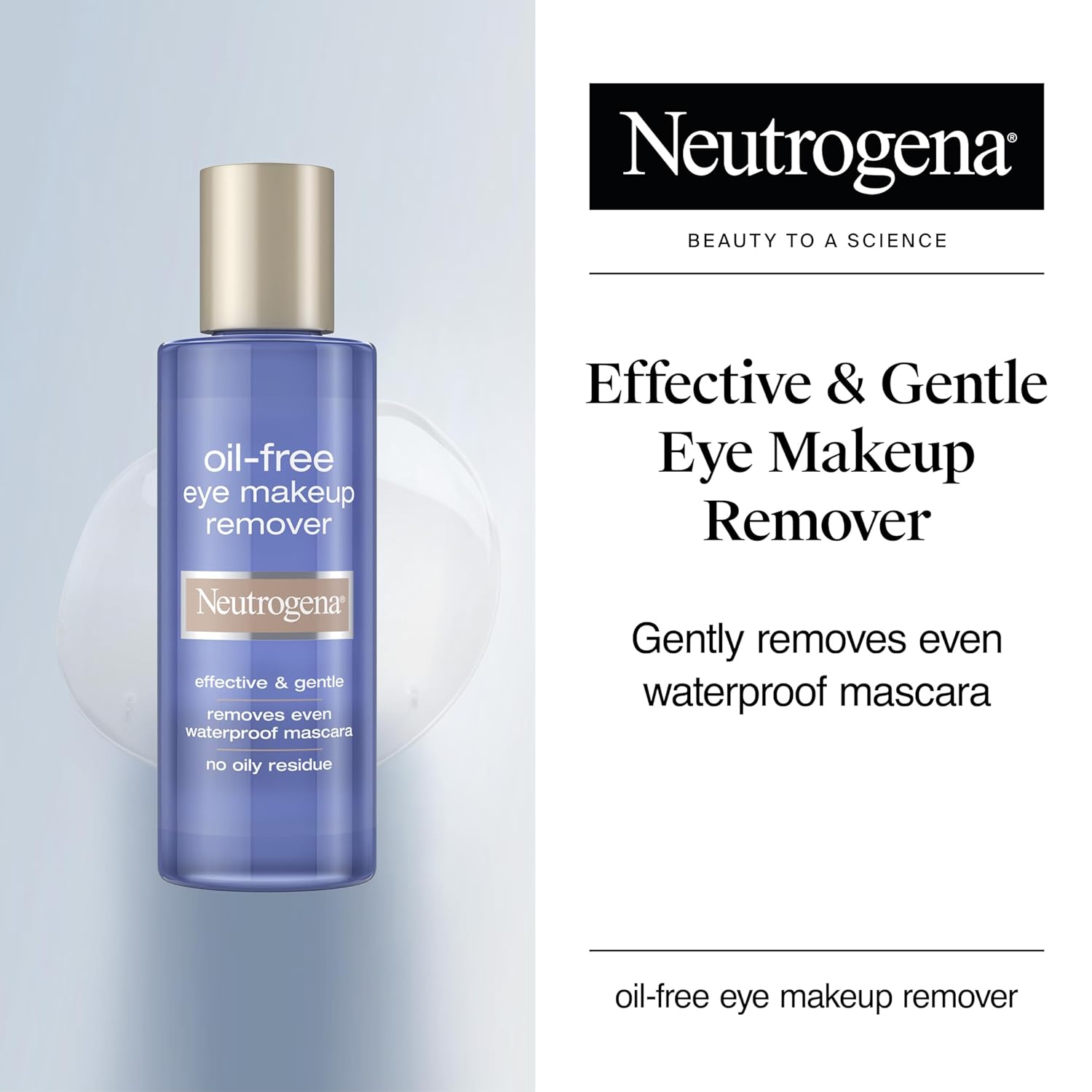 Neutrogena Gentle Oil-Free Eye Makeup Remover & Cleanser for Sensitive Eyes, Non-Greasy Makeup Remover, Waterproof Mascara Remover, Dermatologist & Ophthalmologist Tested, 8 fl. oz - Image 2