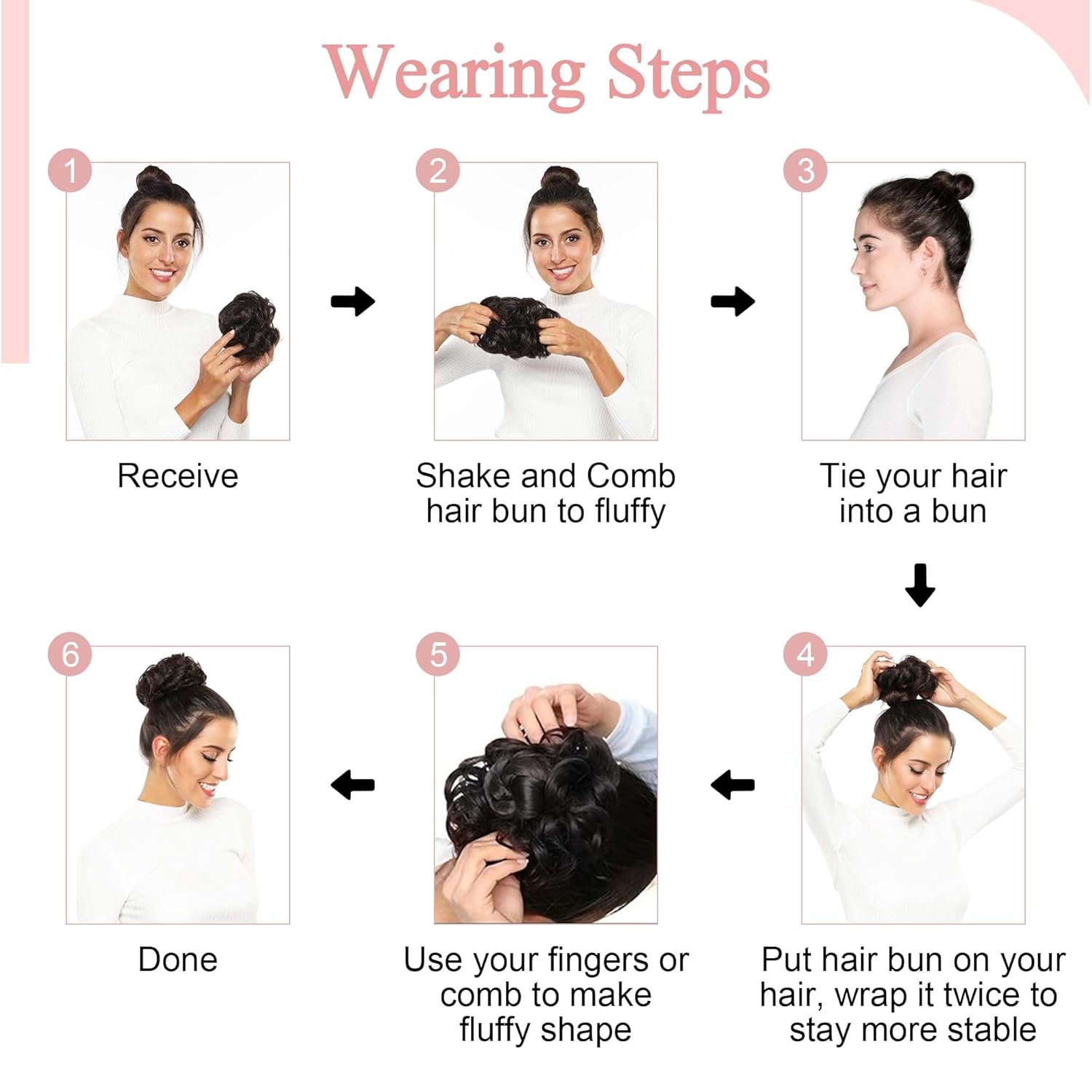 SEGO Human Hair Messy Bun Hairpieces Real Scrunchies Natural Wavy Smoothed Updo Donut Chignon Ponytail Extensions for Women Girls-#02 Dark Brown - Image 7