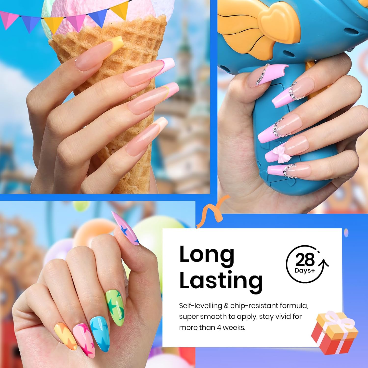 Beetles Gel Nail Polish Set- 23Pcs Summer Color Gel Polish with Base Gel Top Coat Bright Colors, Gel Polish Kit Blue Pink Purple Orange Green Glitter Soak Off Uv Led Trendy Rainbow Nail Art - Image 5