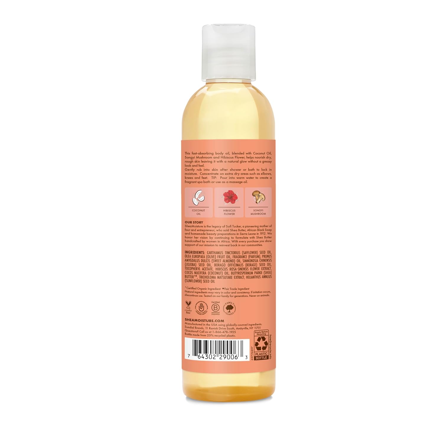 SheaMoisture Body Oil, Bath, And Massage For Dull Skin Coconut Oil And Hibiscus For Glowing Skin 8 oz - Image 2