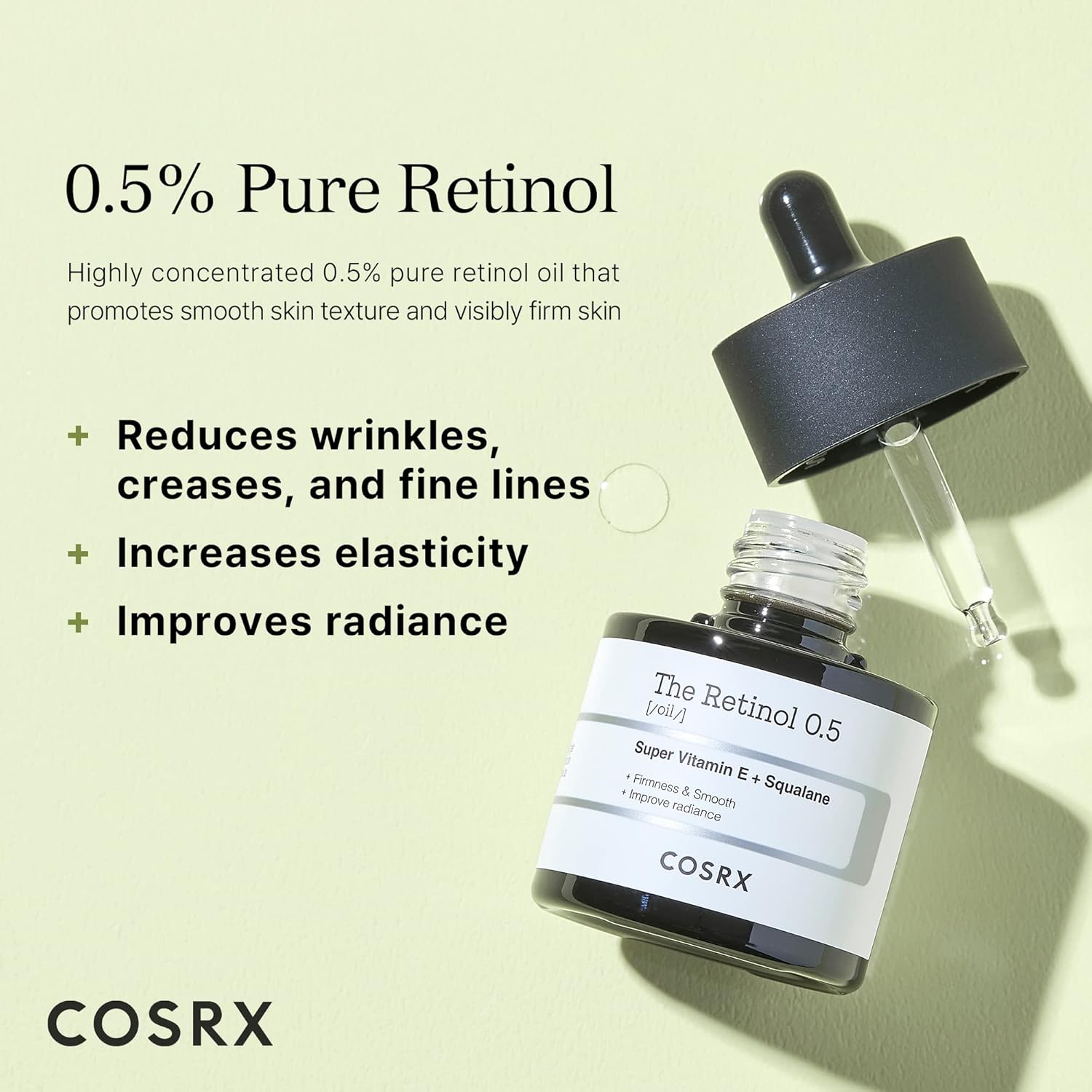 COSRX Retinol 0.5 Oil, Anti-aging Serum with 0.5% Retinoid Treatment for Face, Reduce Wrinkles, Fine Lines, & Signs of Aging, Gentle Skincare for Day & Night, Not Tested on Animals, Korean Skincare - Image 3