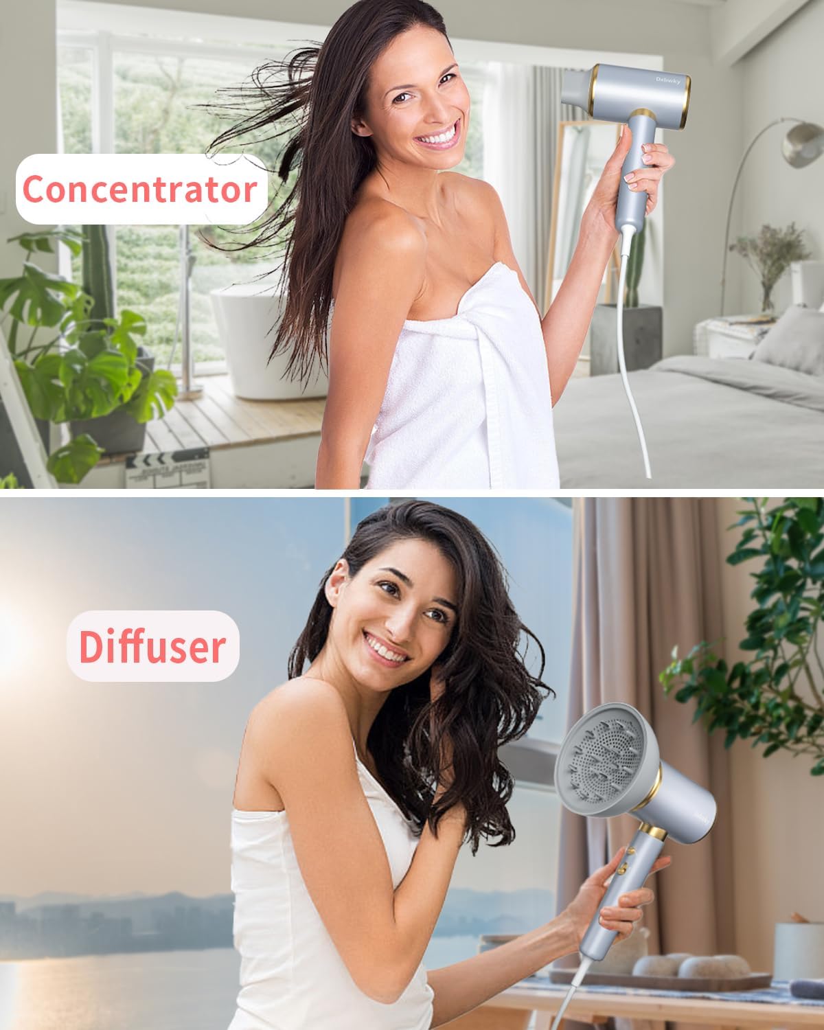 Professional Ionic Hair Dryer Blow Dryer 1875W with Diffuser and Concentrator, Constant Temperature Hair Care,Fast Drying Low Noise for Home Salon Travel (Light Blue) - Image 6