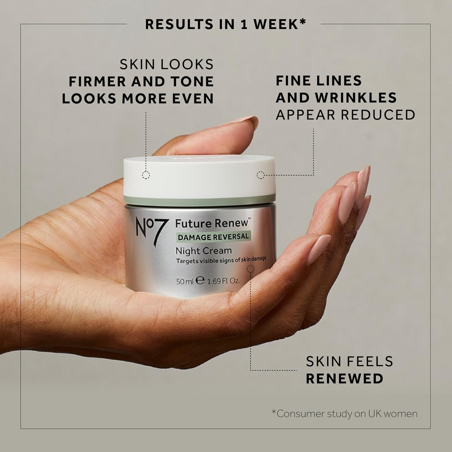 No7 Future Renew Peptide Technology Damage Reversal Night Cream for Women 1.69 Oz - Image 7