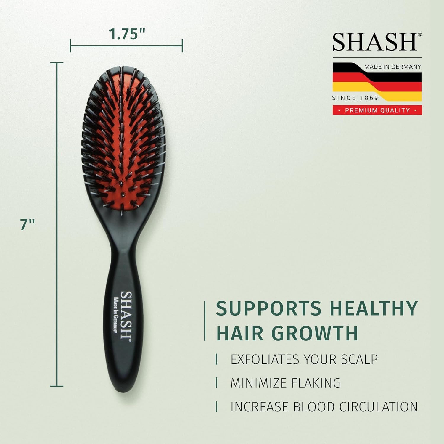 Since 1869 Hand Made In Germany - Nylon Boar Bristle Brush Suitable For Normal to Thick Hair Gently Detangles, No Pulling or Split Ends - Softens Improves Hair Texture, Stimulates (Extra Small) - Image 8