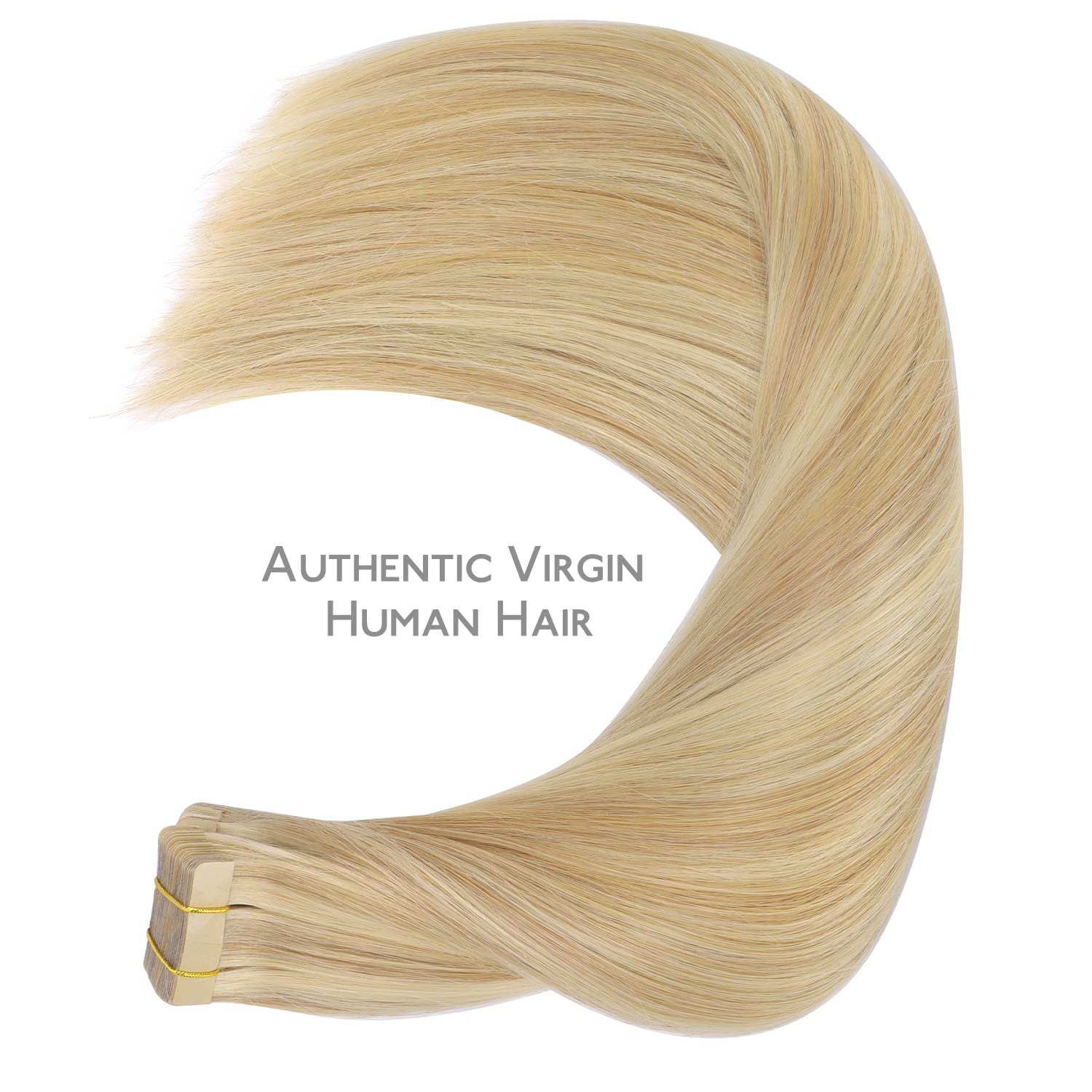 WENNALIFE Tape in Hair Extensions Human Hair, 20pcs 50g 18 inch Light Blonde Highlighted Golden Blonde Remy Hair Extensions Straight Human Hair Tape in Extensions Skin Weft - Image 6