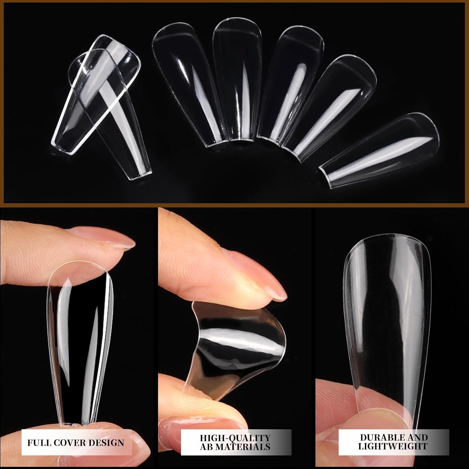 Teenitor 600 Pcs Clear Coffin Nail Tips, Acrylic Nail Kit, Clear Press On Nails, Long Fake Nails Coffin Nail Tips Full Cover, Acrylic Nail Clipper Nail Stand for Nail Extensions - Image 9