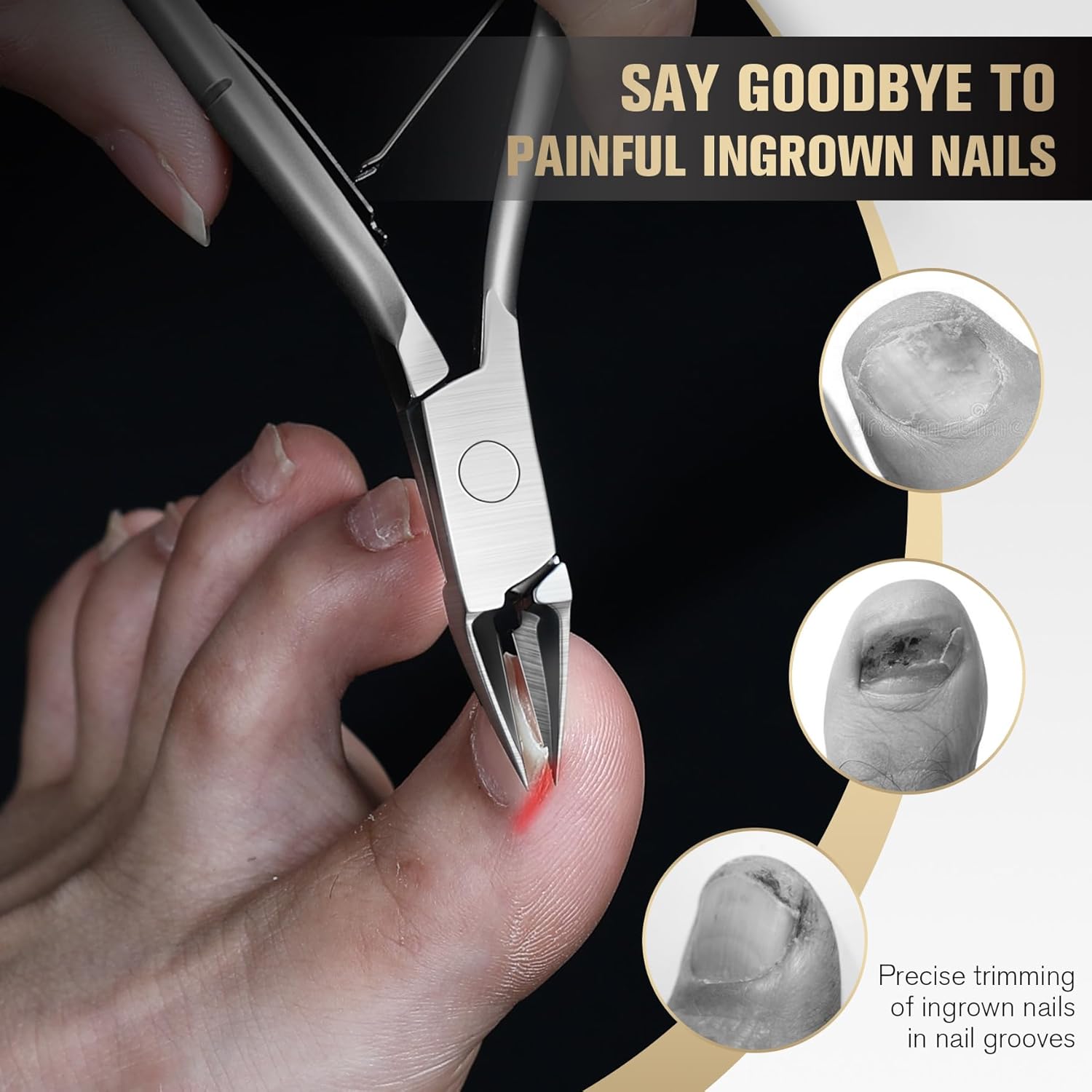 FERYES Ingrown Toenail Clippers Straight Blade Toe Nail Clippers for Thick Nails for Seniors, Stainless Steel Nail Clippers for Thick Toenails - Ultra-Slim 16mm Blade Fingernail Clippers - Image 2