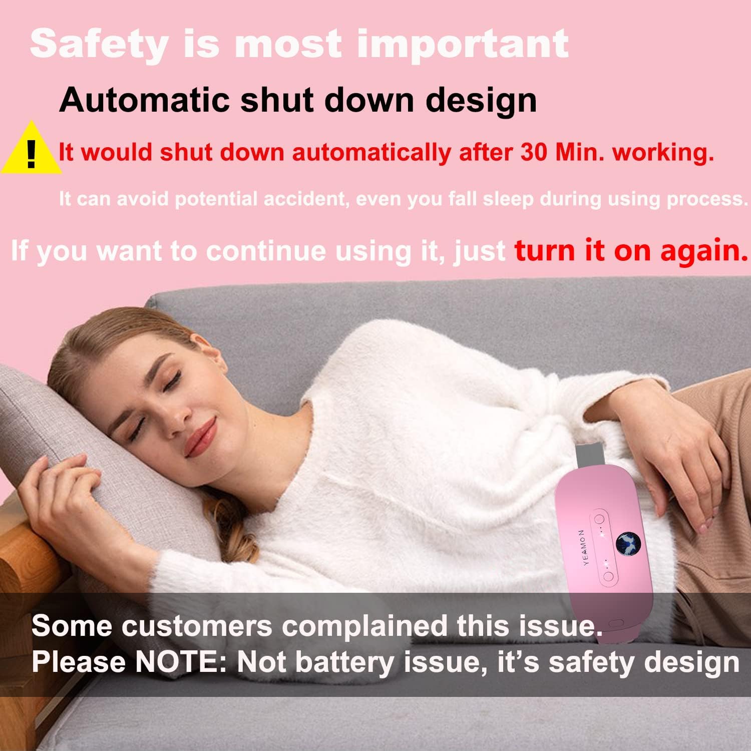 Portable Cordless Heating Pad, Electric Waist Belt Device, Fast Heating Pad with 3 Heat Levels and 3 Massage Modes, Back or Belly Heating Pad, Gifts for Her, Women and Girl - Image 2