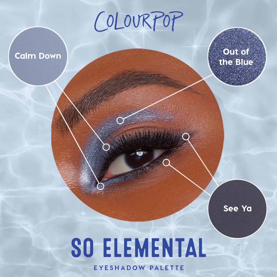 Colourpop So Elemental Eyeshadow Palette - Blue & Silver Shadow Palette with Metallic and Matte Finishes - High-Pigment Eye Makeup with a Long-Wearing Formula (0.3 oz) - Image 5