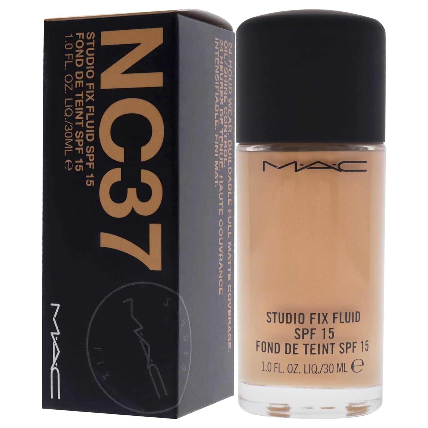 MAC Studio Fix Fluid Foundation SPF5, NC37, Clean, 1 Fl Oz (103522) - Image 5