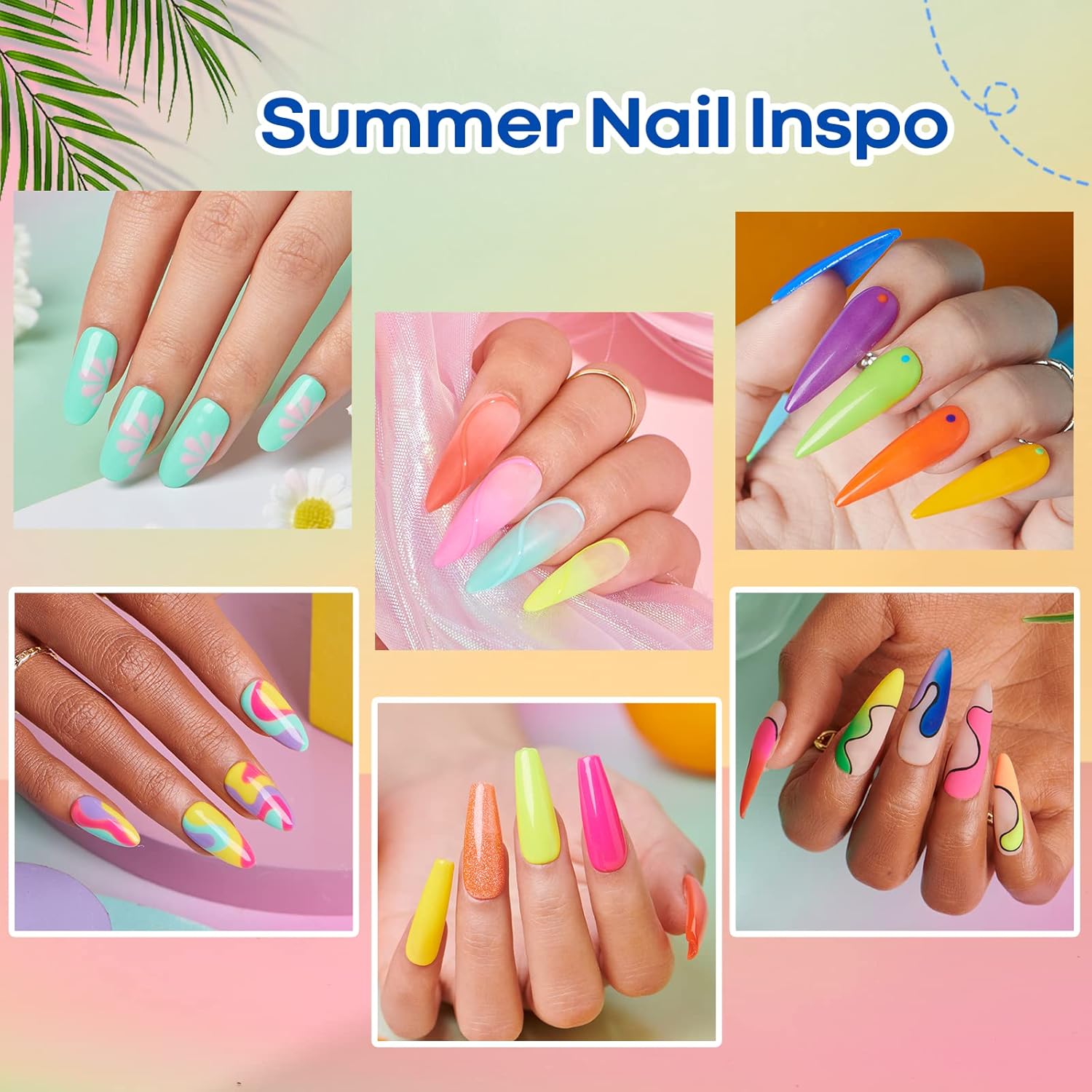 AZUREBEAUTY 42Pcs Dip Powder Nail Kit Starter - Going Summer, 32 Colors Blue Lilac Purple Pink Green Acrylic Nail Dipping Powder Set with Top/Base Coat Activator &Tray for French Art Manicure DIY Home - Image 7