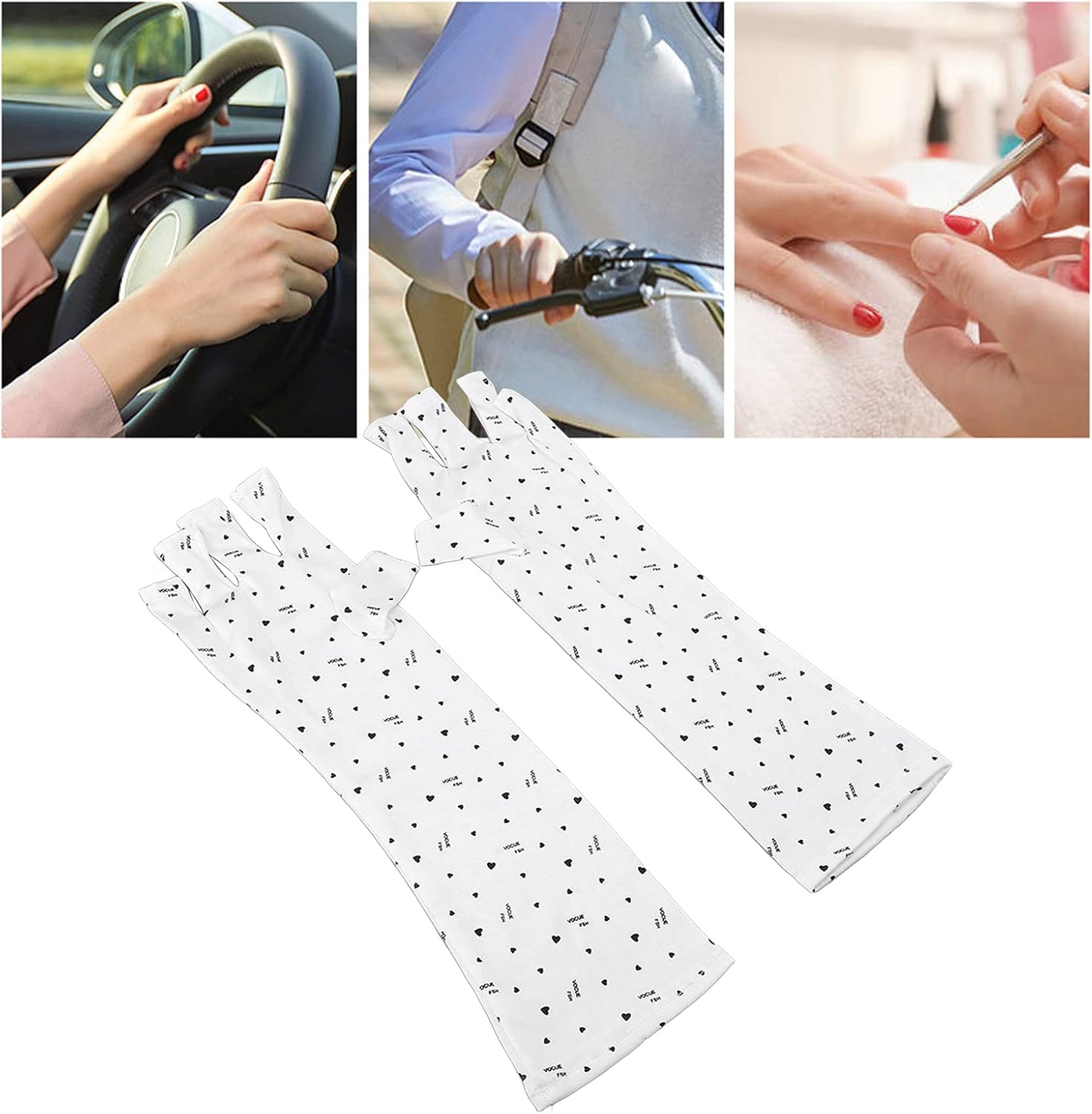 3 Pairs Gloves, Manicure Gloves with Cute Heart Shaped Pattern, Fingerless Nail Art Gloves for Nail Gel Dryer, Outdoor Gloves for Women and Girls - Image 7