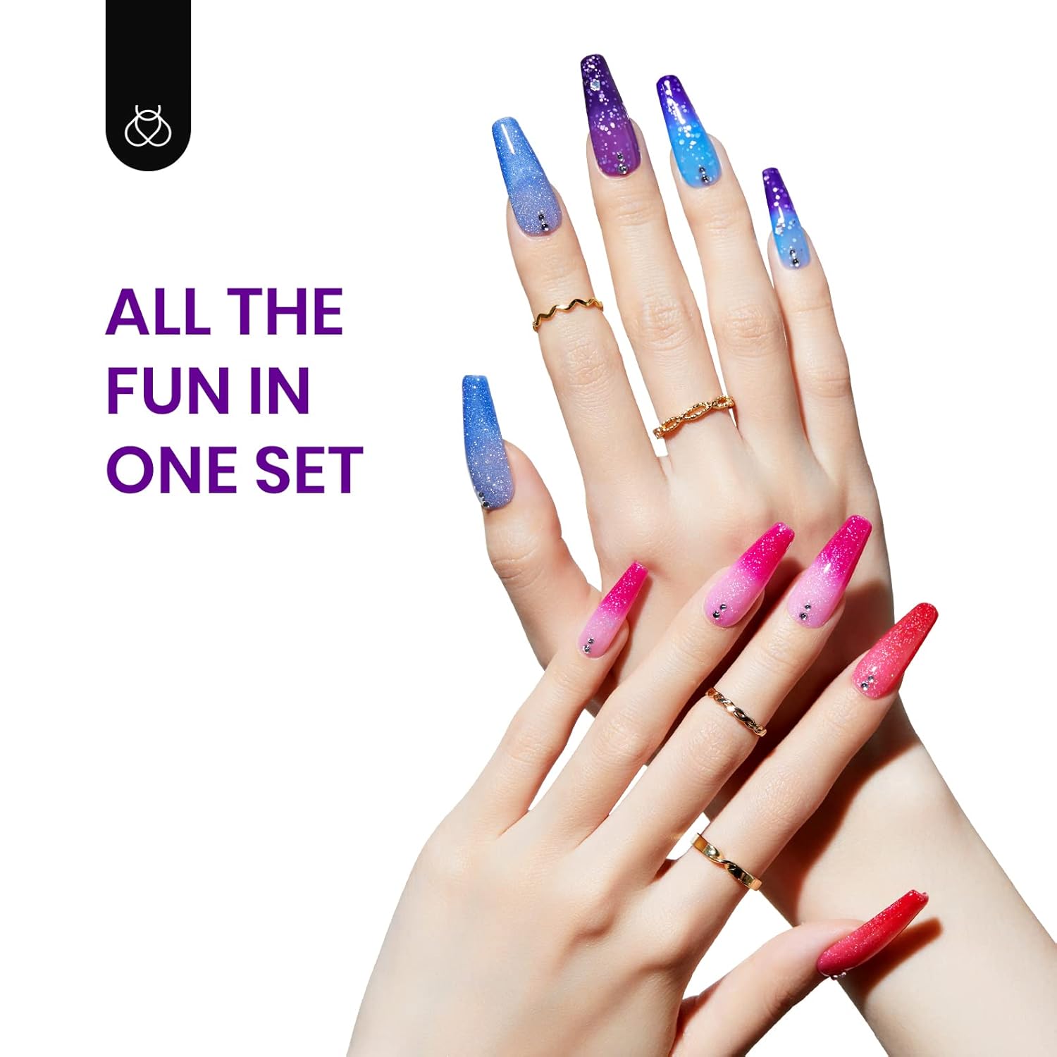 Beetles Color Changing Gel Nail Polish Kit, 6 Colors Pink Red Glitter Blue Purple Mood Temperature Change Nail Polish Gel Set Soak Off Nail Art Gel DIY Salon Manicure Gift - Image 7