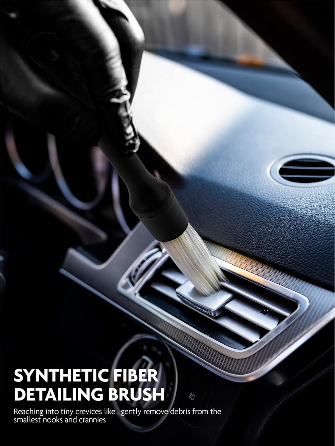 Fantasticlean 9PCS Car Interior Detailing Set, Microfiber Cloth & Applicator, Single-Head Detailing Brushes, Natural Bristles, Scratch-Free & Ultra-Soft for Seats Leather Care or Cleaning - Image 6