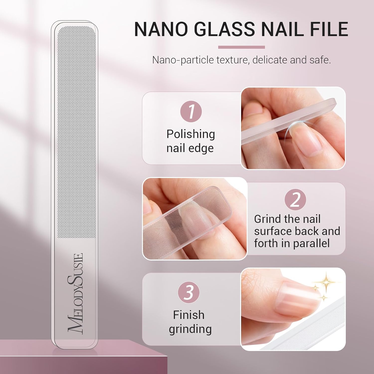 MelodySusie Nail Clippers Set, Ultra Sharp Toenail Clippers with Glass Nail File, 3 in 1 Stainless Steel Nail Clippers for Men Women, Fingernail Clipper Nail Cutter Manicure Set, Pink - Image 6