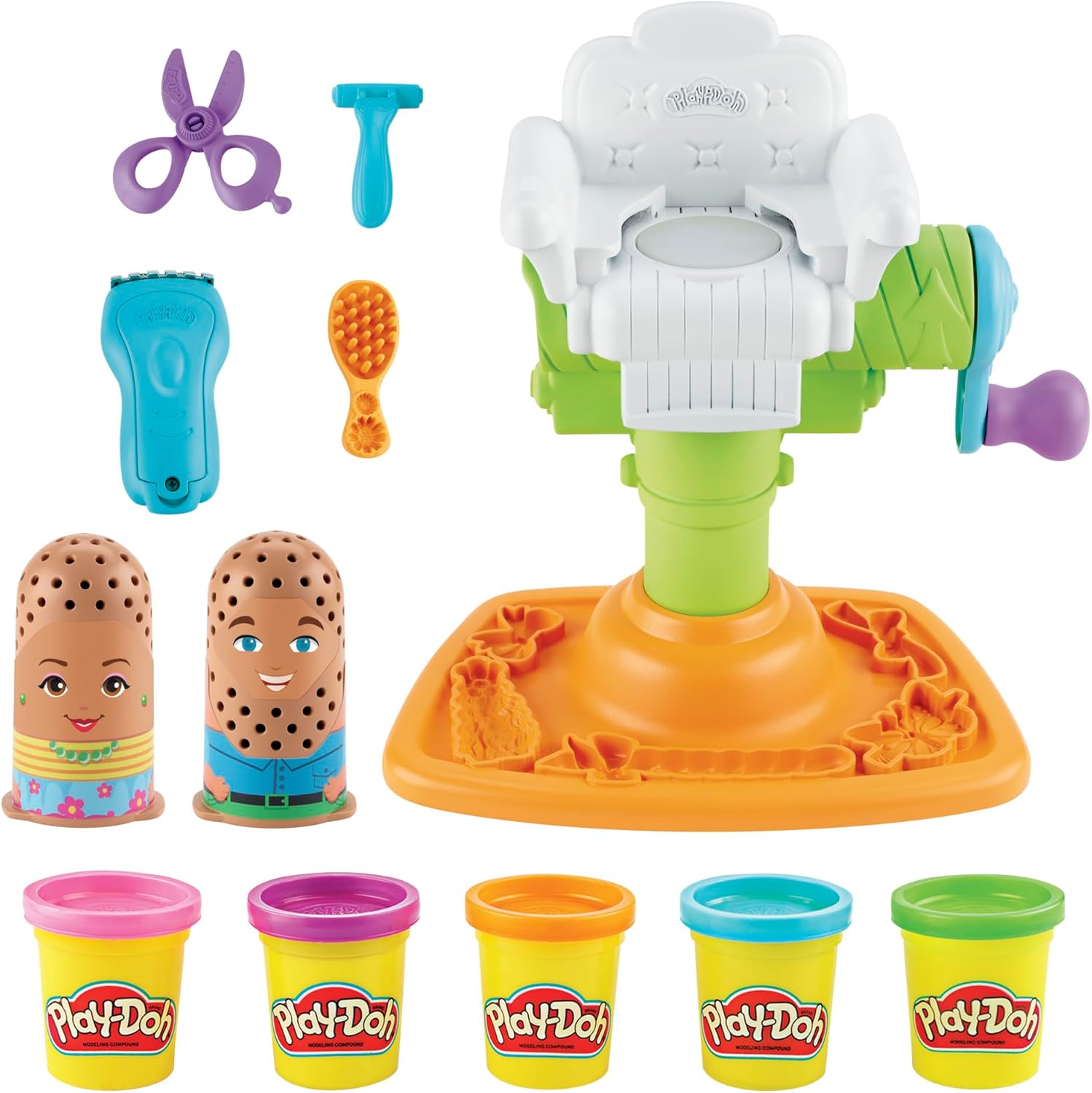 Play-Doh Buzz 'n Cut Fuzzy Pumper Barber Shop Set, Electric Buzzer, 5 Colors of 2-Ounce Cans, Preschool Toys, Christmas Gifts Girls & Boys, Ages 3+ (Amazon Exclusive) - Image 24