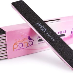 10pcs - PANA Jumbo Double-Sided Emery Nail File for Manicure, Pedicure, Natural, and Acrylic Nails - Black (Grit 80/80)