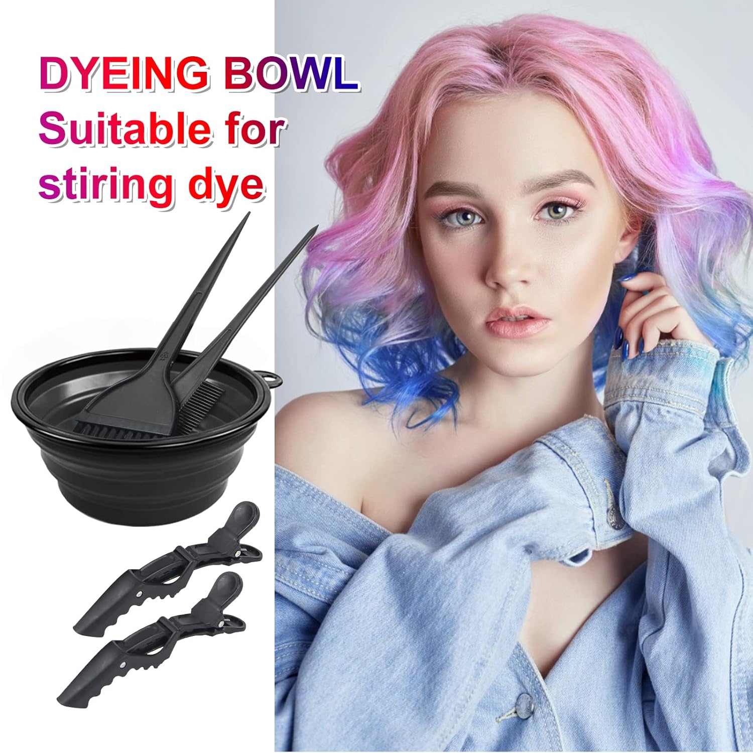 Yexixsr 5Pcs Professional Salon Hair Coloring Dyeing Kit, Hair Bleach Dit Hair Coloring Products with Hair Dye Brush, Hair Color Bowl, Hair Clips - Image 2