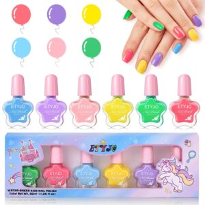 Kids Nail Polish - Non-Toxic, Water-Based, Low Odor, Peel-Off, Quick Dry Set for Girls Ages 3+ (6 Colors)
